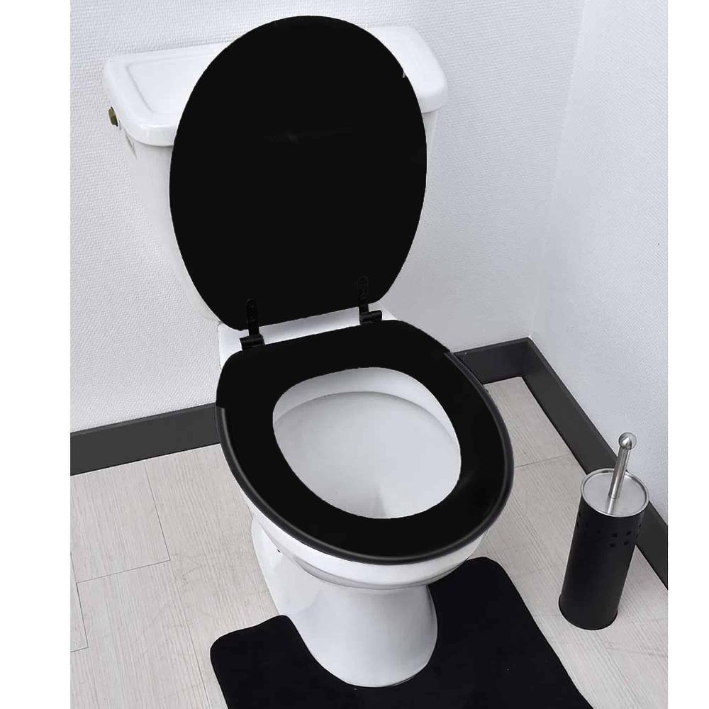 evideco Black Round Molded Wood Toilet Seat 17 Inches Toilet Seats & Accessories Toilet Seats Toilet Seats Design & Solid