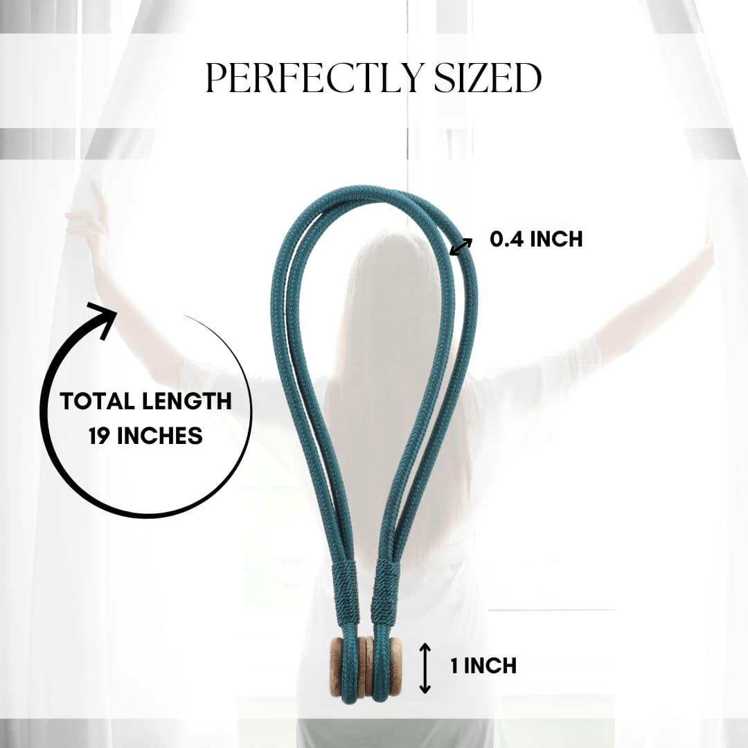 Evideco Blue Magnetic Curtain Tieback – Double Braided Cord With Wooden Tips Home Accessories Tie Backs & Magnets Textile Tiebacks
