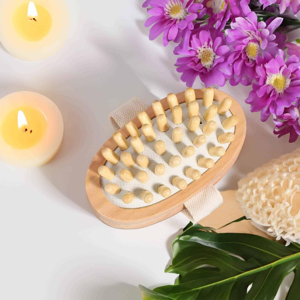 evideco Body Care Massage Brush Well-Being Natural Wood Spa Wellness Accessories