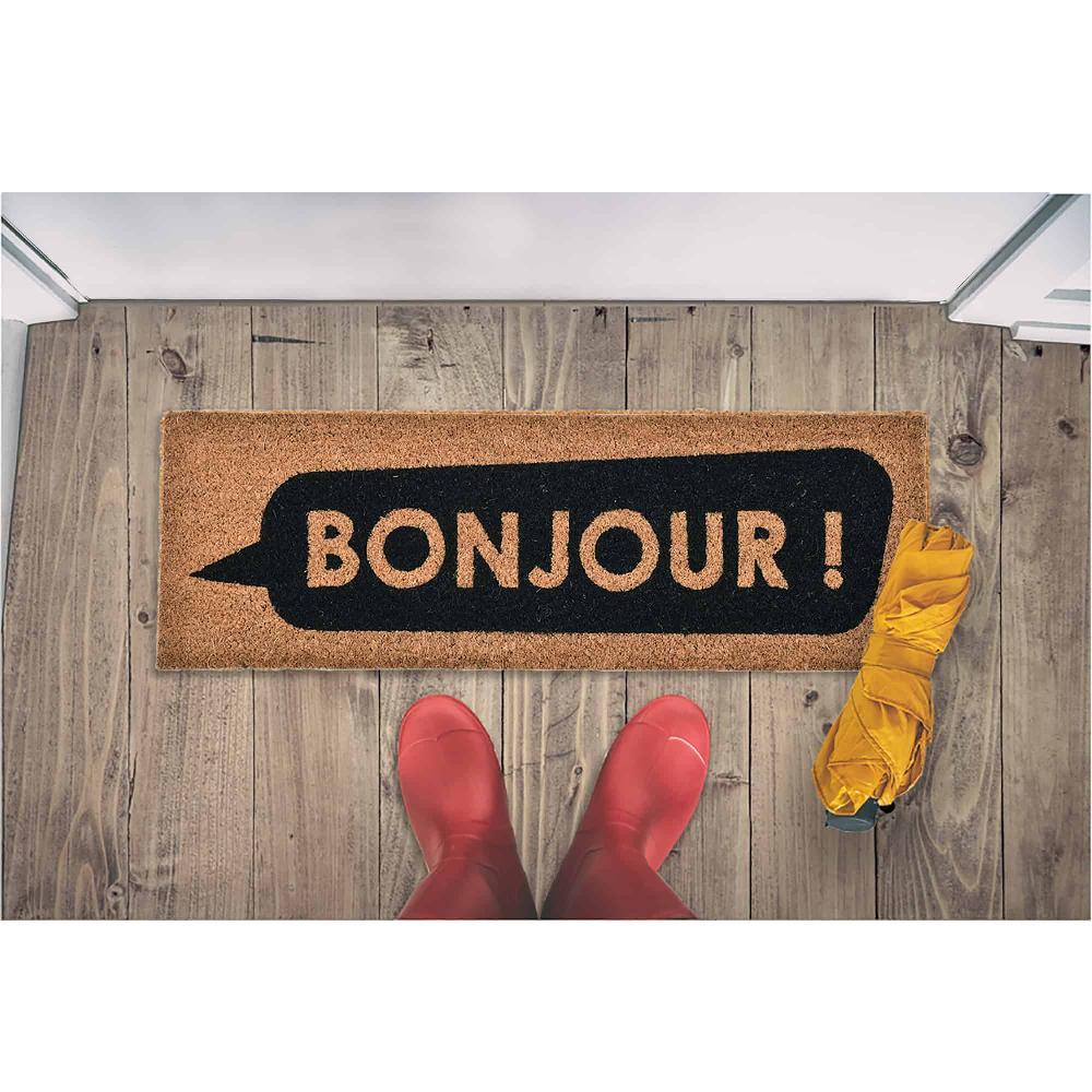 Evideco Bonjour 30×10 Long Sheltered Front Door Mat Coco Natural Home Accessories Door Mats Sheltered Door
