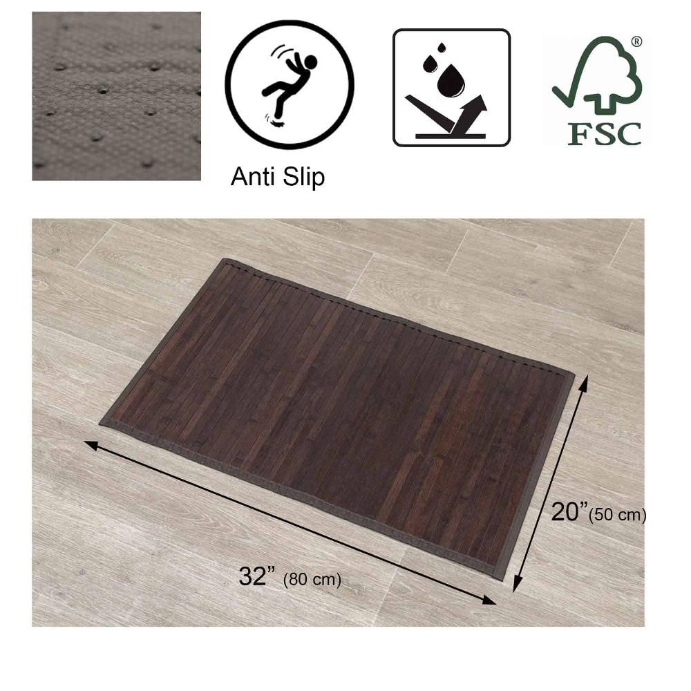 Evideco Brown Bathroom Rug Bamboo Floor Mat 32″L X 20″W Bathroom Mats & Rugs Bath Rugs