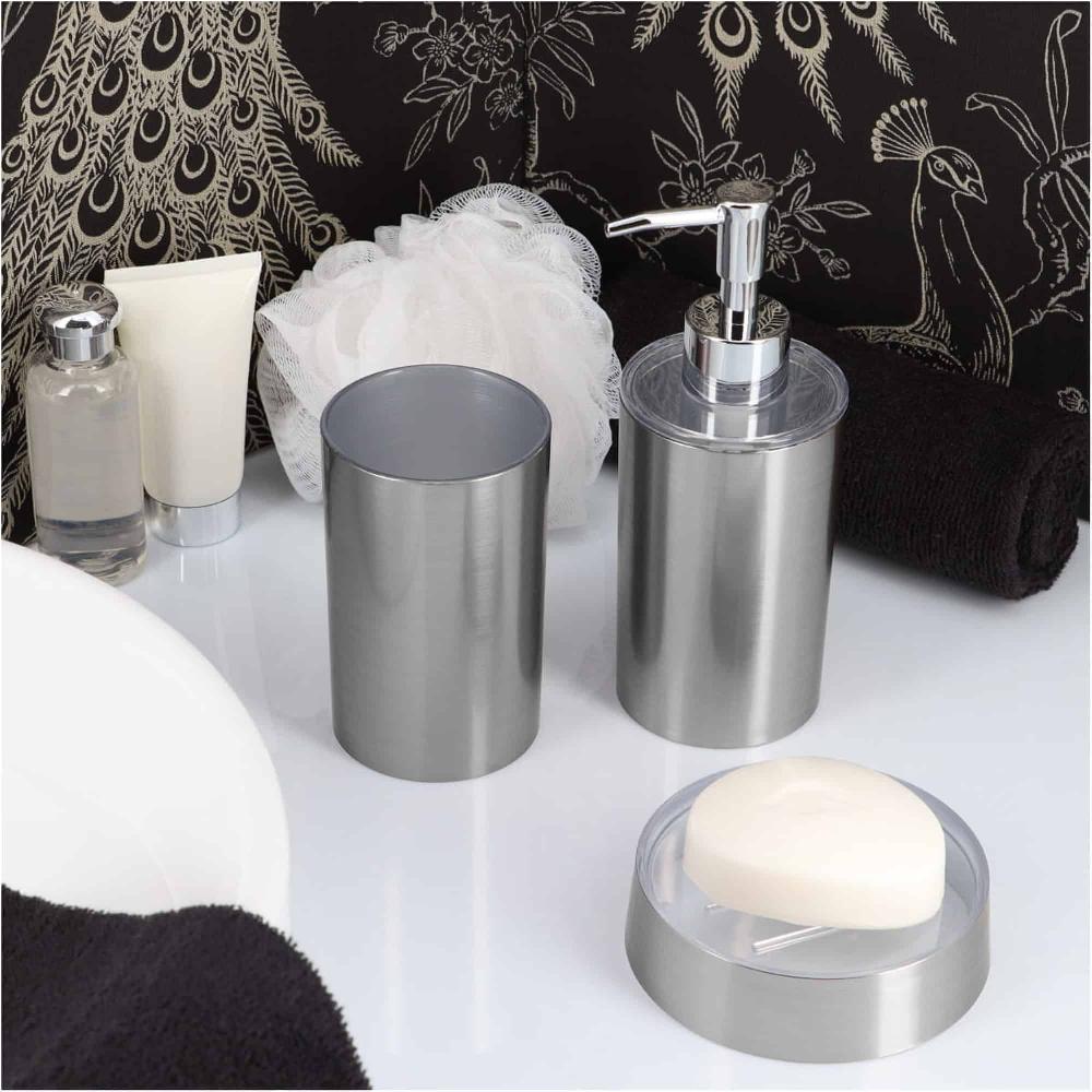 Evideco Brushed Aluminum Bath Hand Soap & Lotion Dispenser NOUMEA 12 FL OZ Bathroom Accessories Soap & Lotion Dispensers
