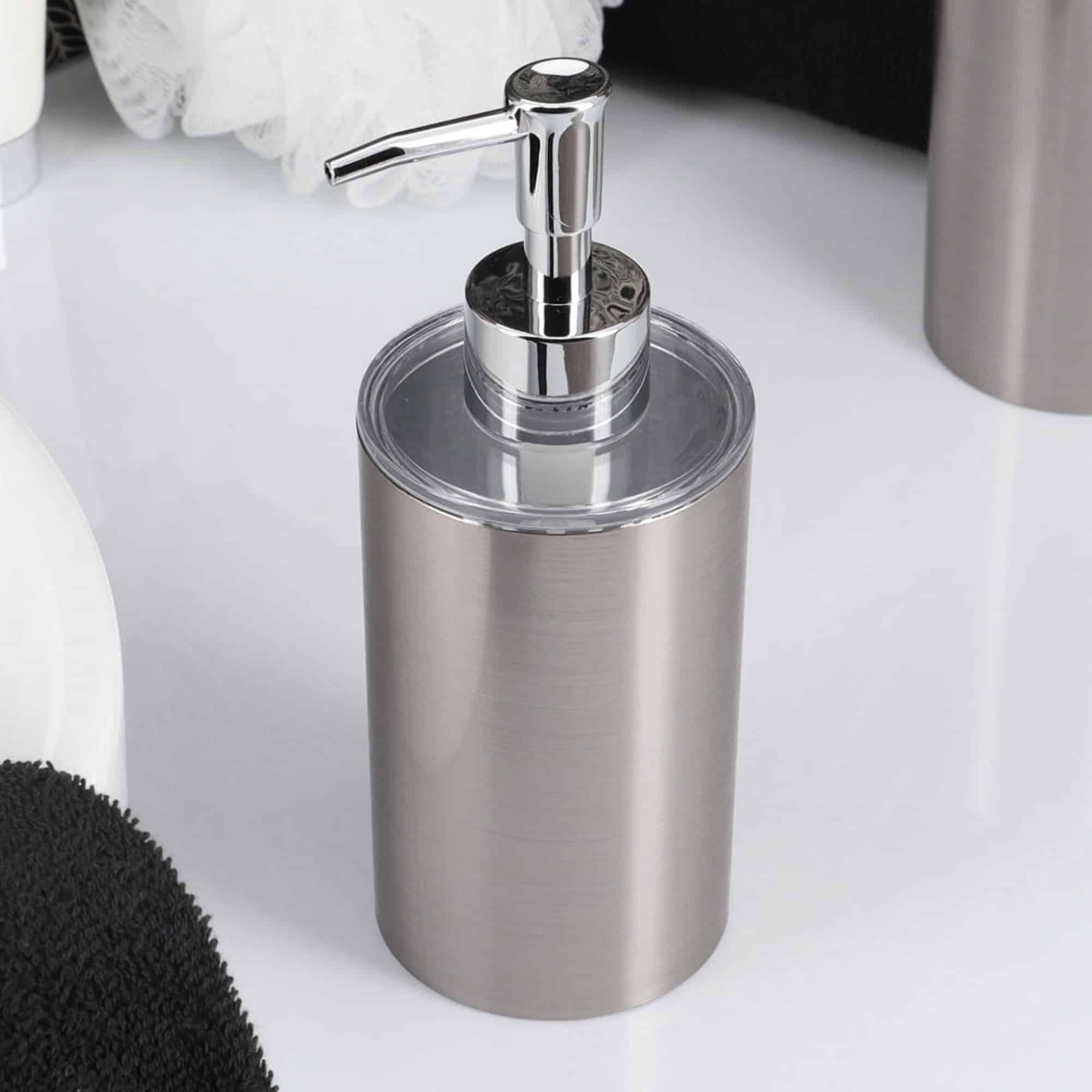 Evideco Brushed Aluminum Bath Hand Soap & Lotion Dispenser NOUMEA 12 FL OZ Bathroom Accessories Soap & Lotion Dispensers
