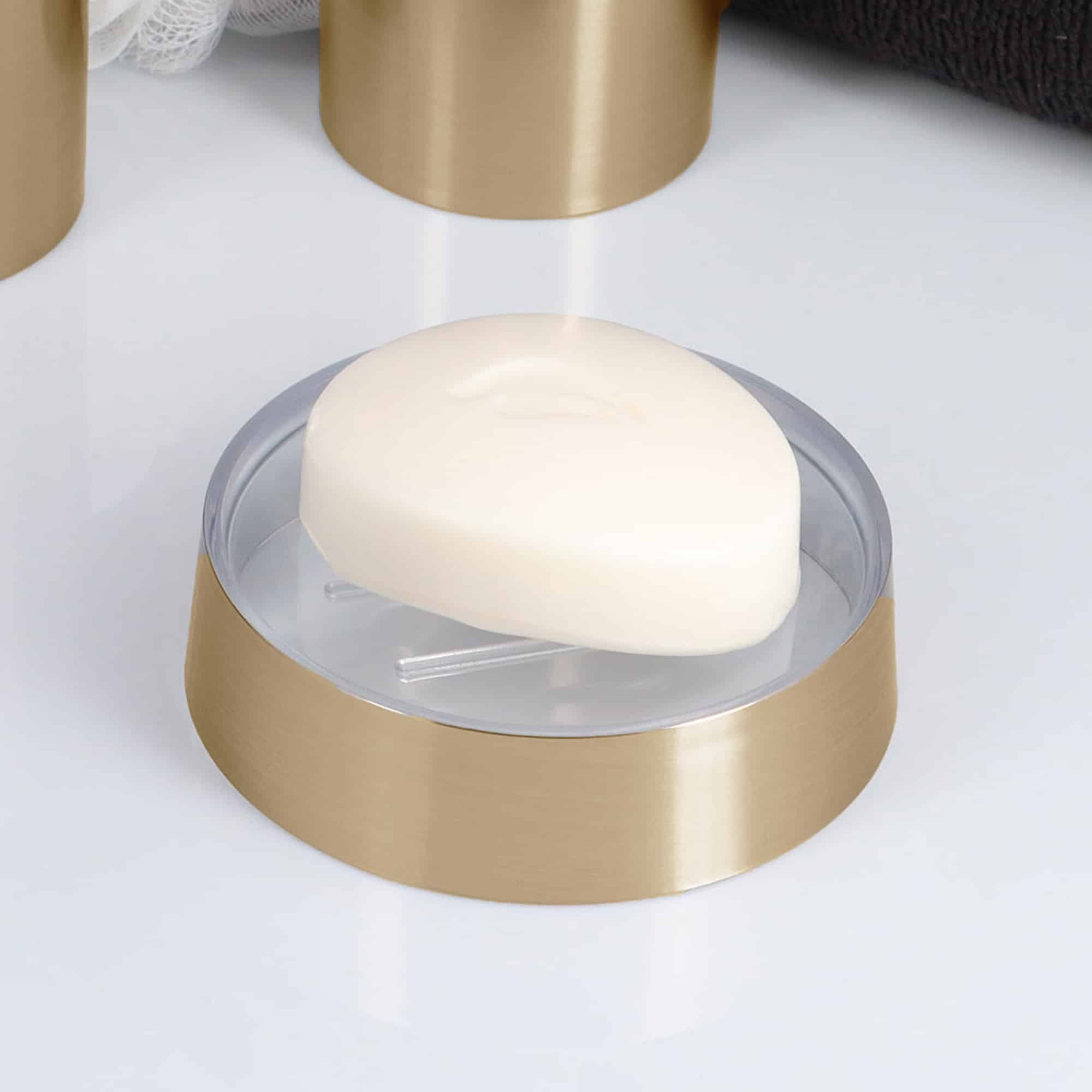 Evideco Brushed Gold Soap Dish Cup Dispenser Tray GOLDEN Bathroom Accessories Soap Dishes