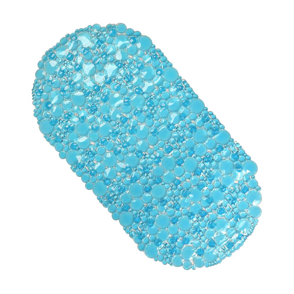 Evideco Bubbles Non-Slip Oval Bathtub Mat Clear Aqua Blue 28 L X 15 W Bathroom Mats & Rugs Shower & Bathtub Mats