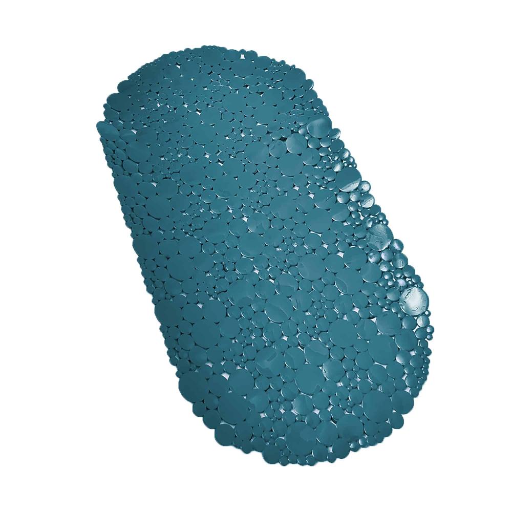 Evideco Bubbles Non-Slip Oval Bathtub Mat Solid Peacock Blue 28 L X 15 W Bathroom Mats & Rugs Shower & Bathtub Mats