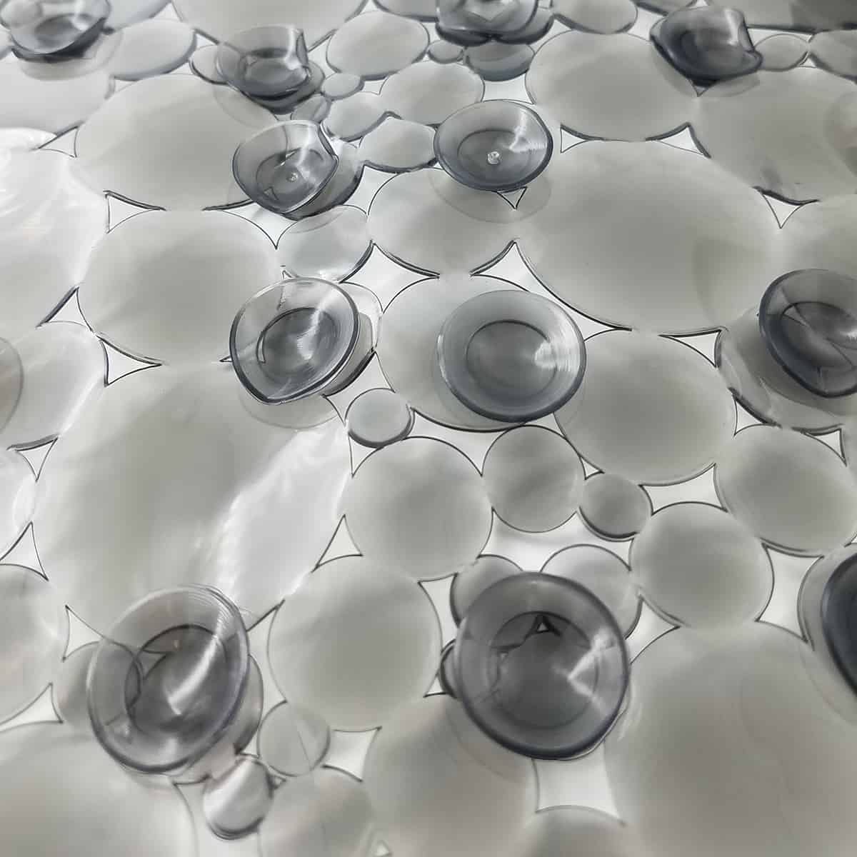 Evideco Bubbles Non-Slip Square Shower Mat Clear Gray 20″L X 20″W Bathroom Mats & Rugs Shower & Bathtub Mats