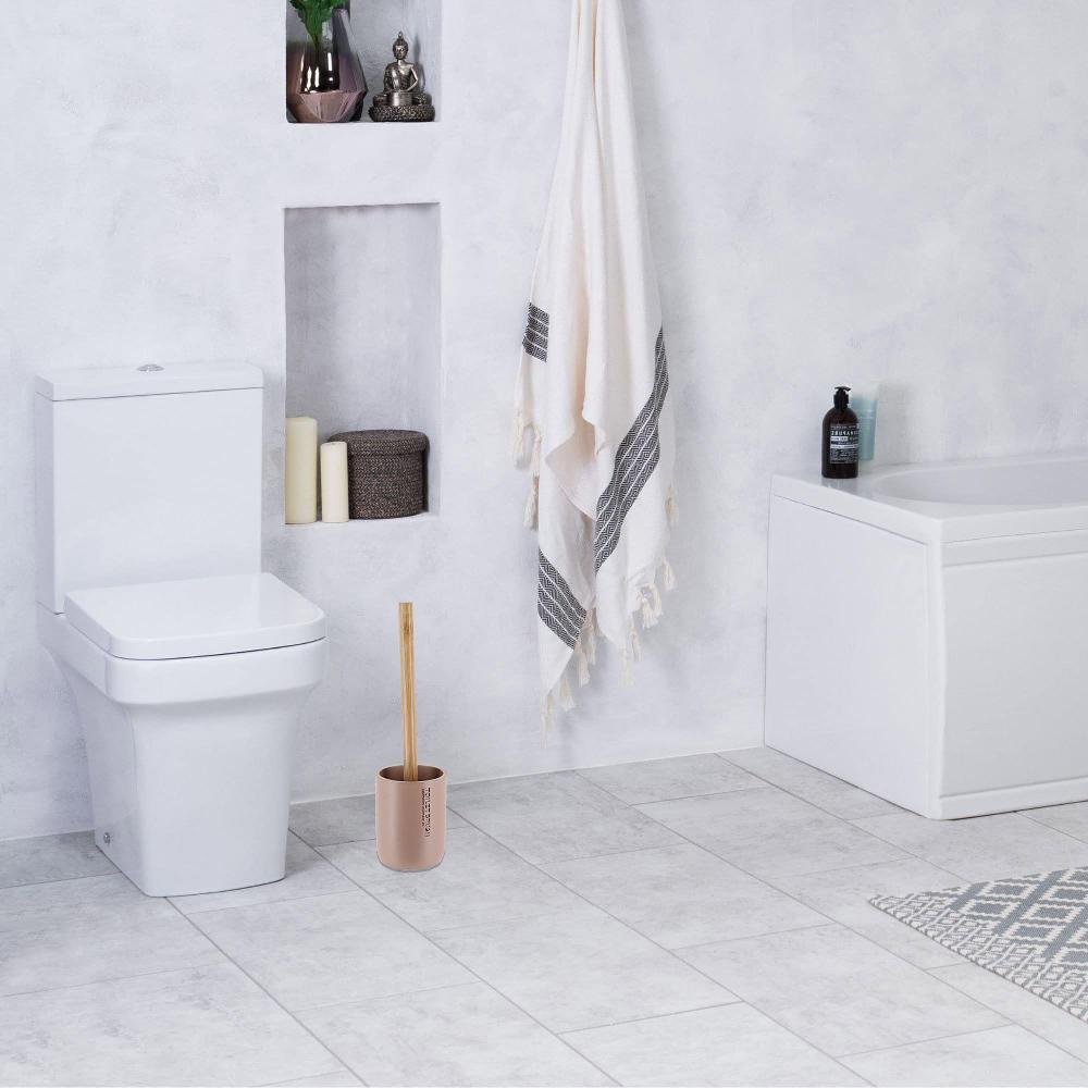 Evideco Cappuccino Toilet Brush And Holder Set With Natural Bamboo Handle – Durable Elegant Bathroom Accessory For A Clean Home Toilet Seats & Accessories Toilet Brushes