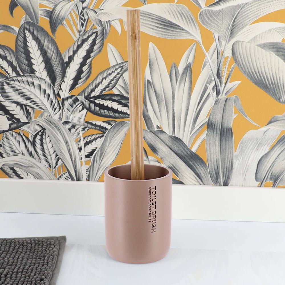 evideco Cappuccino Toilet Brush and Holder Set with Natural Bamboo Handle – Durable Elegant Bathroom Accessory for a Clean Home Toilet Seats & Accessories Toilet Brushes