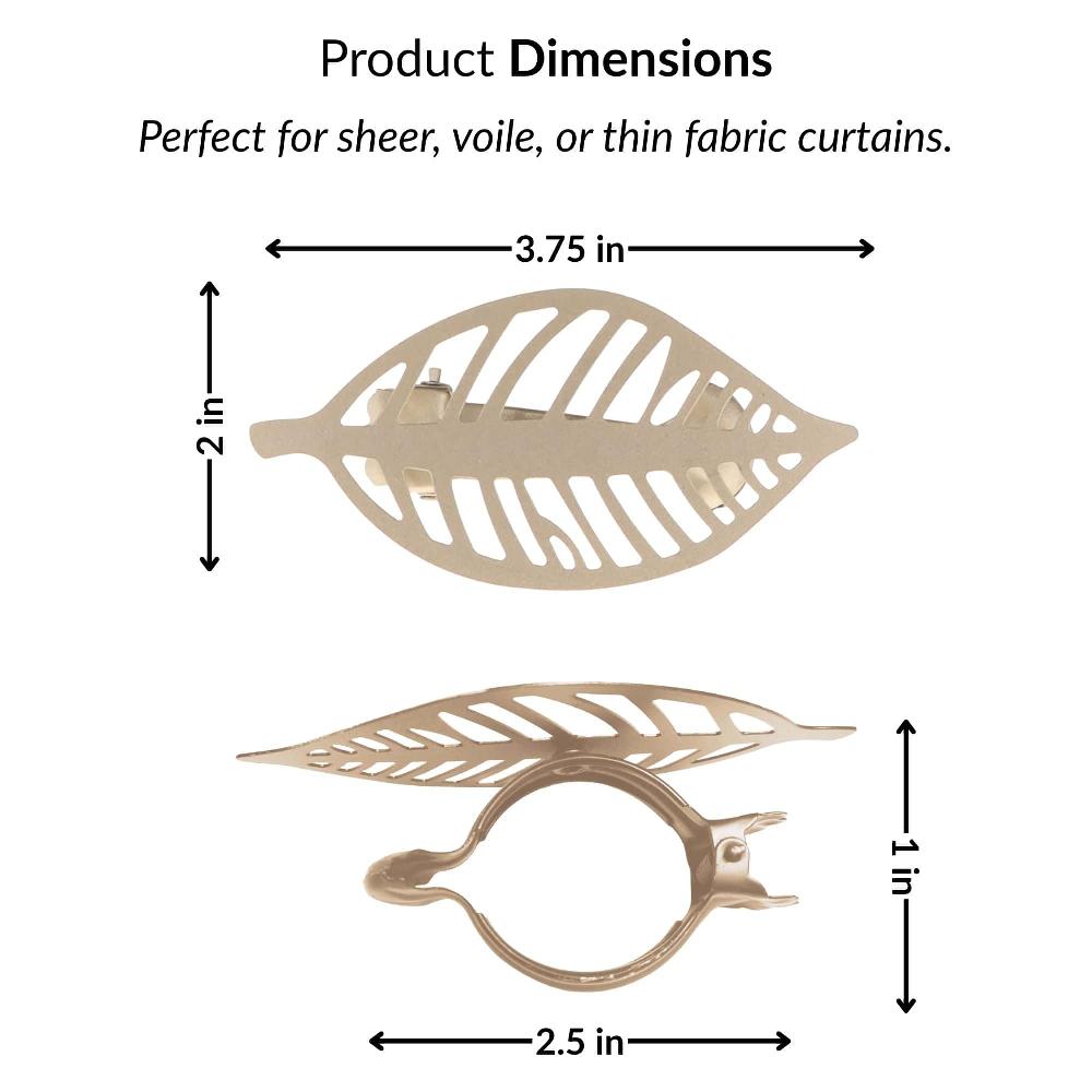 Evideco Champagne Gold Leaf Curtain Tiebacks Set Of 2 Home Accessories Tie Backs & Magnets Curtain Clips Metal Curtain Clips