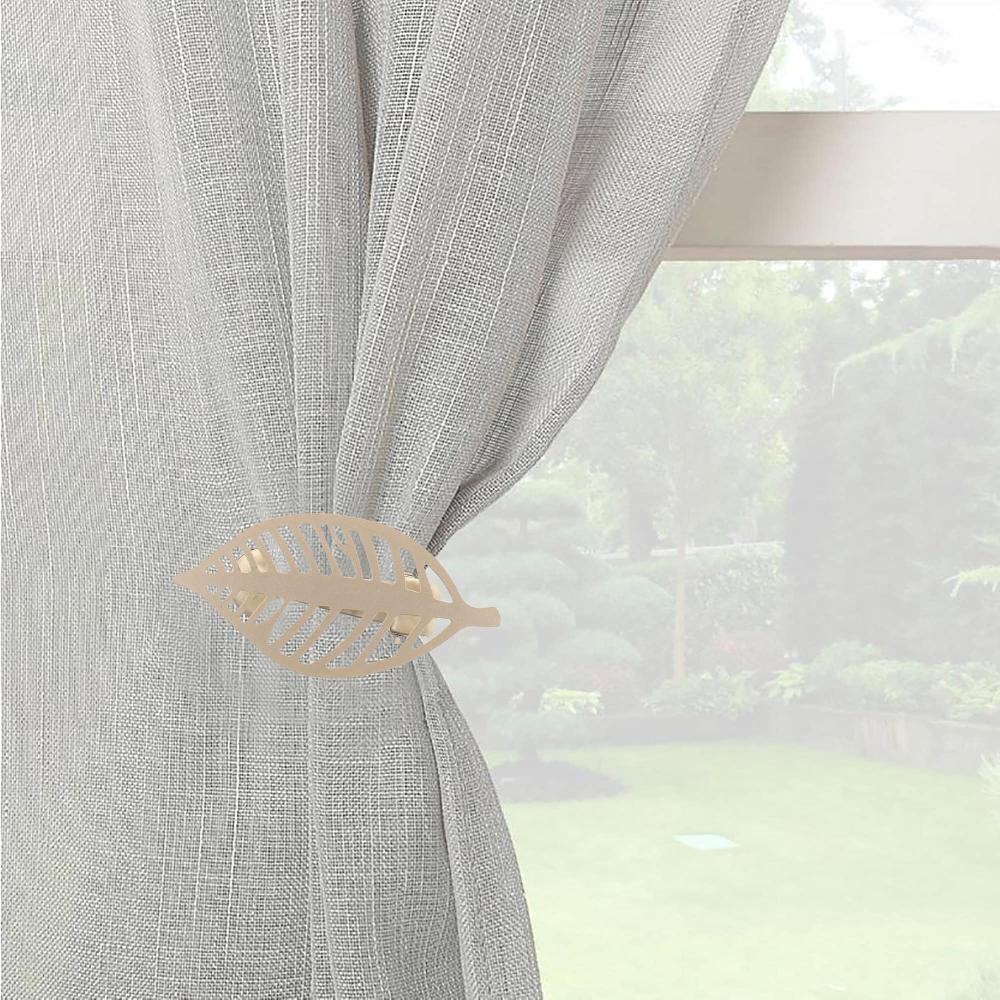 Evideco Champagne Gold Leaf Curtain Tiebacks Set Of 2 Home Accessories Tie Backs & Magnets Curtain Clips Metal Curtain Clips
