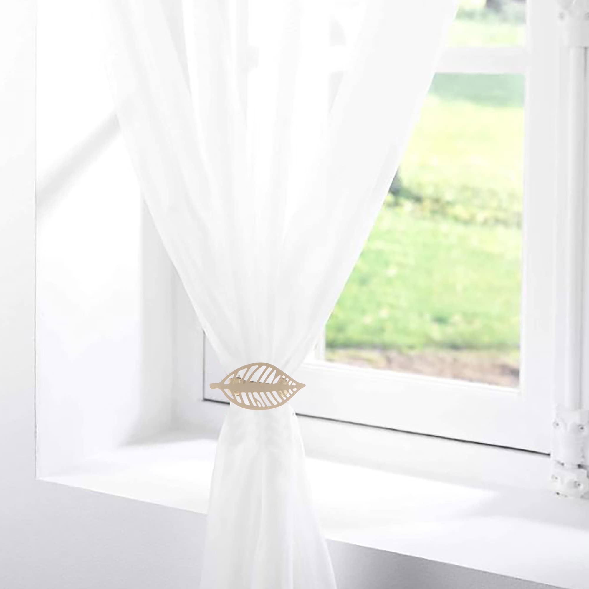 evideco Champagne Gold Leaf Curtain Tiebacks Set of 2 Home Accessories Tie Backs & Magnets Curtain Clips Metal Curtain Clips