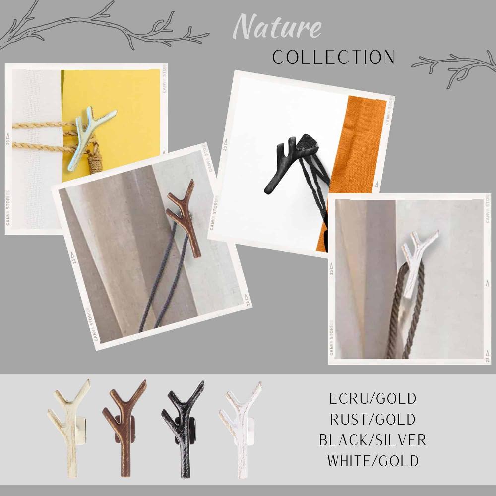 Evideco Chic Branch Design Curtain Tieback Hooks – Set Of 2 Adhesive Metal Holdbacks For Drapery – Black/Silver Home Accessories Tie Backs & Magnets Metal Tie Backs Small Tie Backs For Window Sheers