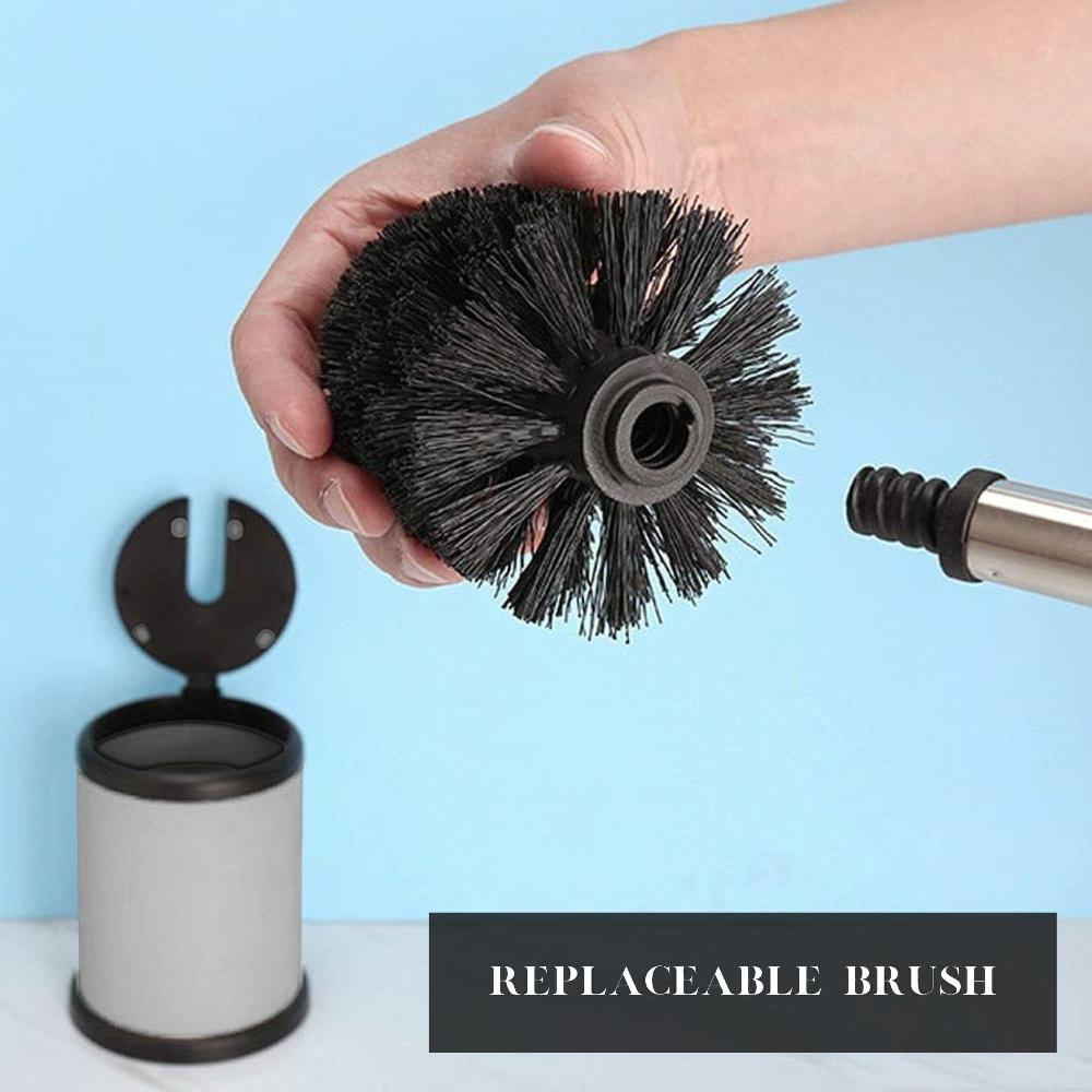 Evideco Chrome Toilet Brush Set With Stainless Steel Handle Folding Lid And Removable Insert – Compact Design For Modern Bathrooms Toilet Seats & Accessories Toilet Brushes