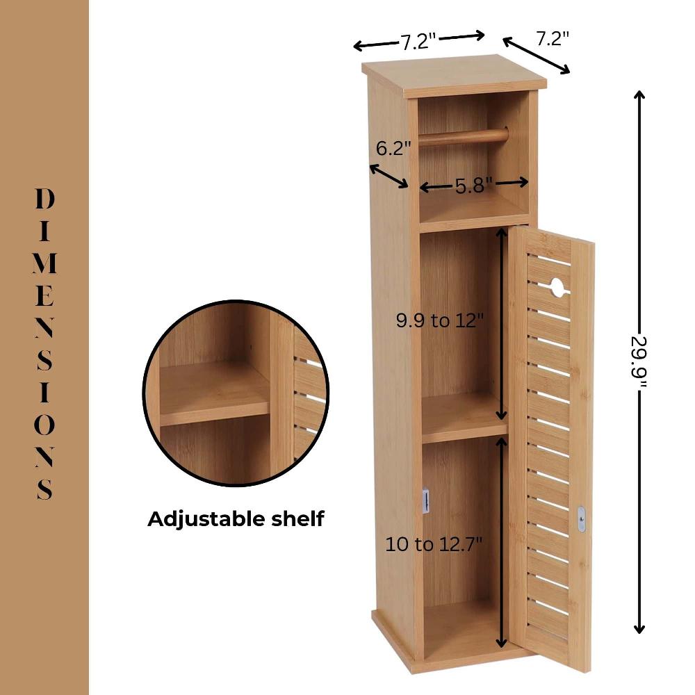 Evideco Compact Toilet Paper Storage Cabinet With Dispenser Holds Up To 6 Rolls Natural – Trinidad Collection Bathroom Storage & Furniture Toilet Paper Reserve