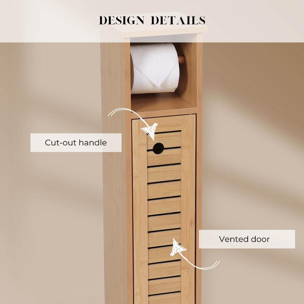 Evideco Compact Toilet Paper Storage Cabinet With Dispenser Holds Up To 6 Rolls Natural – Trinidad Collection Bathroom Storage & Furniture Toilet Paper Reserve