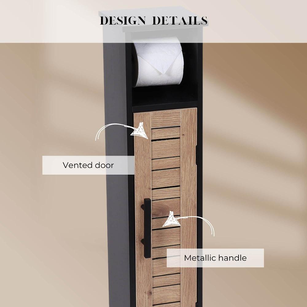 Evideco Compact Toilet Paper Storage Cabinet With Dispenser Holds Up To 6 Rolls Black And Brown – Bergen Collection Bathroom Storage & Furniture Toilet Paper Reserve