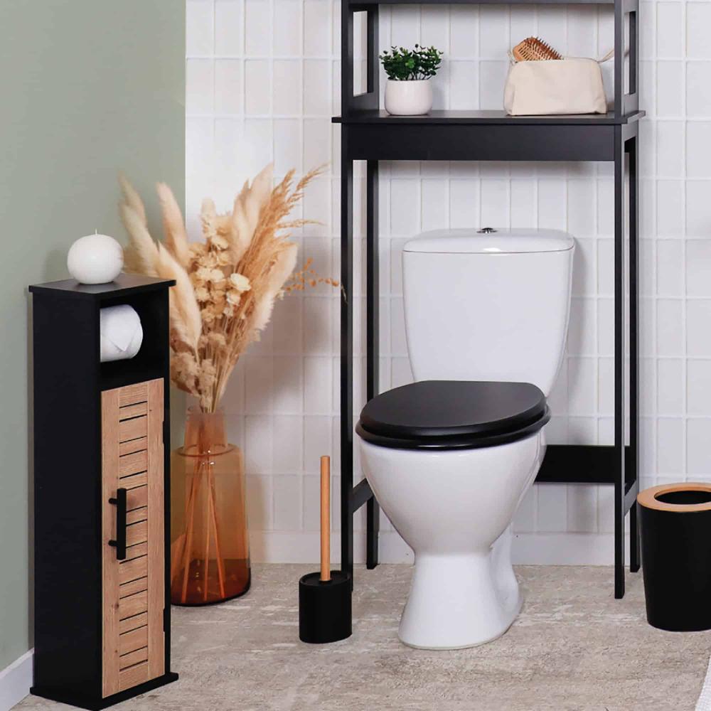 Evideco Compact Toilet Paper Storage Cabinet With Dispenser Holds Up To 6 Rolls Black And Brown – Bergen Collection Bathroom Storage & Furniture Toilet Paper Reserve