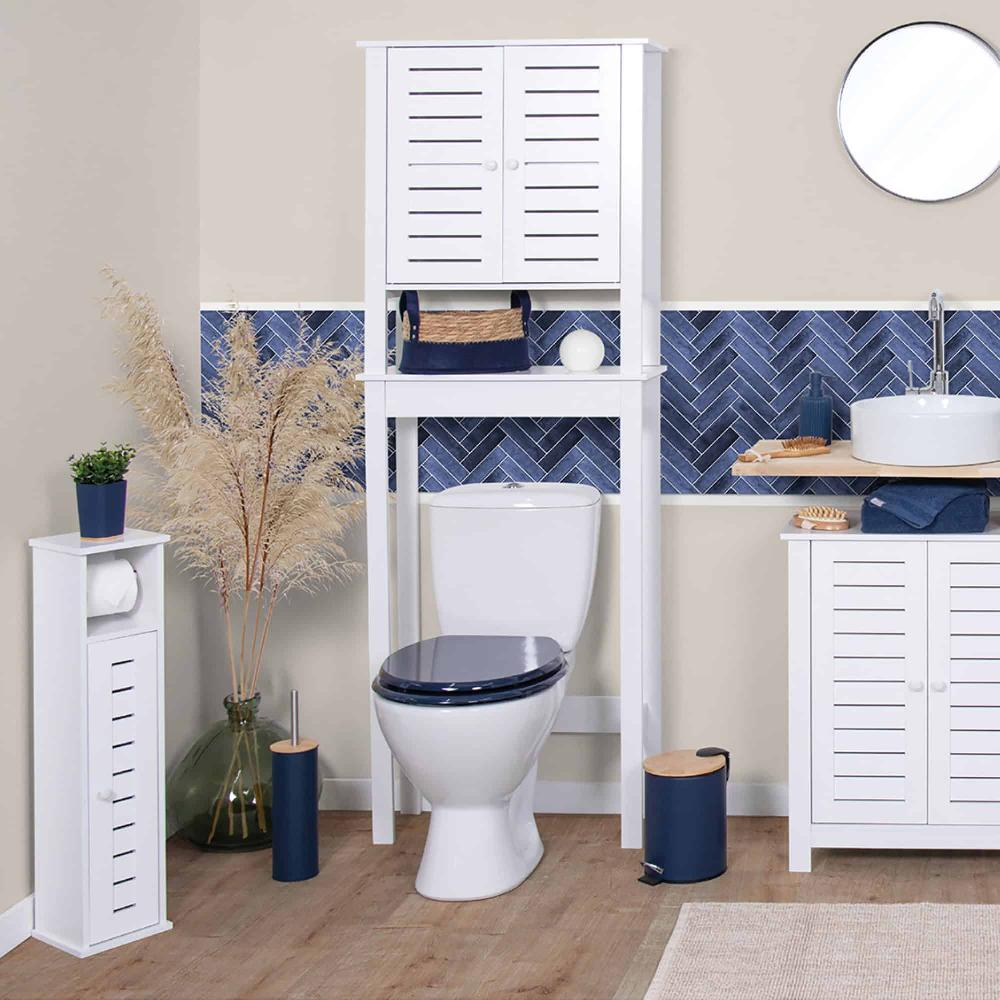 Evideco Compact Toilet Paper Storage Cabinet With Dispenser Holds Up To 6 Rolls Santorin Collection Bathroom Storage & Furniture Toilet Paper Reserve