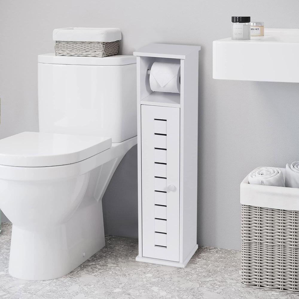 Evideco Compact Toilet Paper Storage Cabinet With Dispenser Holds Up To 6 Rolls Santorin Collection Bathroom Storage & Furniture Toilet Paper Reserve