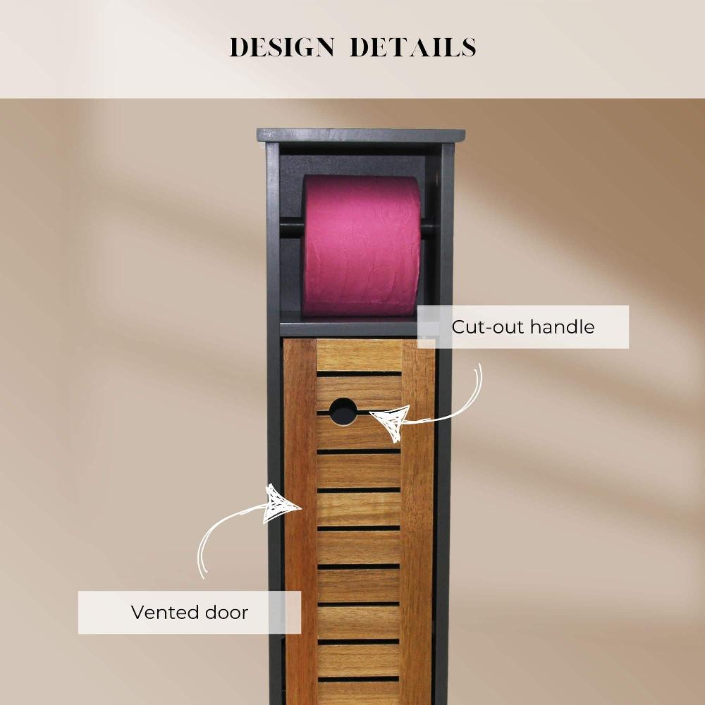 Evideco Compact Toilet Paper Storage Cabinet With Dispenser Holds Up To 6 Rolls Brown And Gray – Elements Collection Bathroom Storage & Furniture Toilet Paper Reserve
