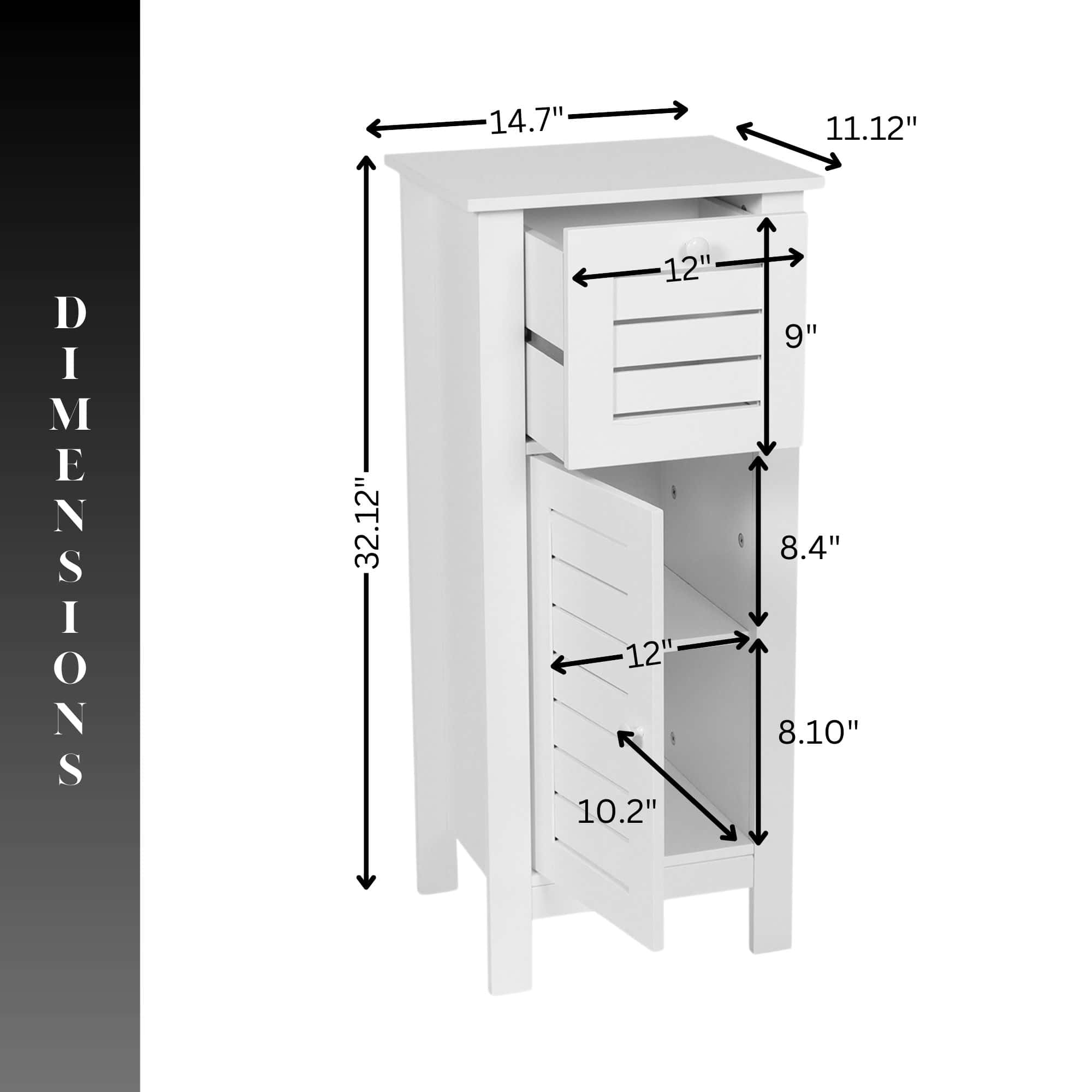 Evideco Compact White Bathroom Storage Cabinet With Drawer And Vented Door Santorin Collection Bathroom Storage & Furniture Floor Cabinets