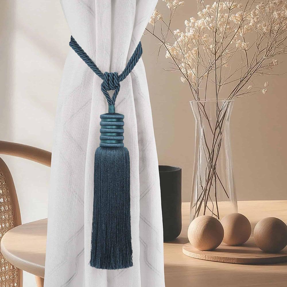 evideco Decorative Curtain Tieback With Tassel – Deep Teal Home Accessories Tie Backs & Magnets Textile Tiebacks