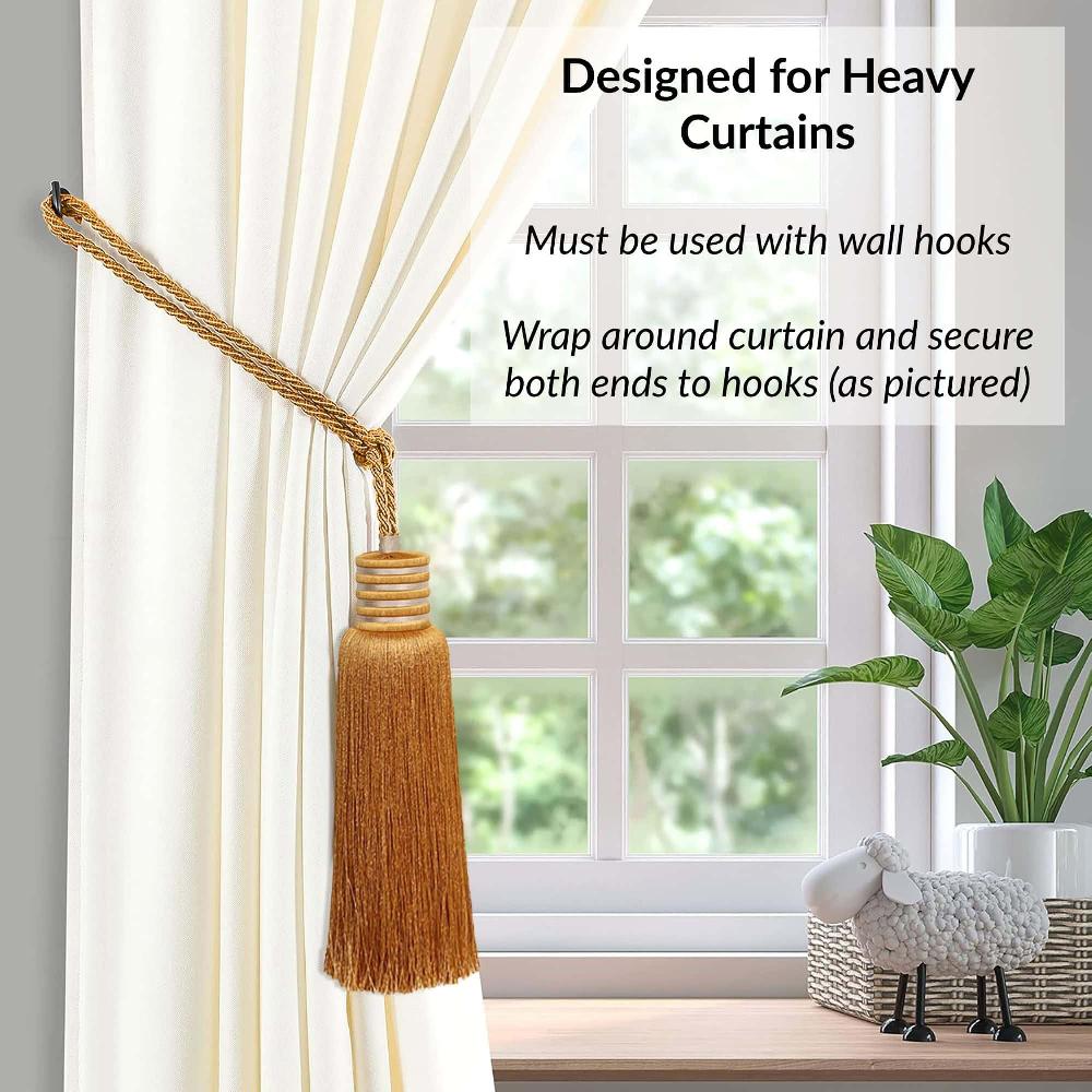 Evideco Decorative Curtain Tieback With Tassel – Golden Amber Home Accessories Tie Backs & Magnets Textile Tiebacks