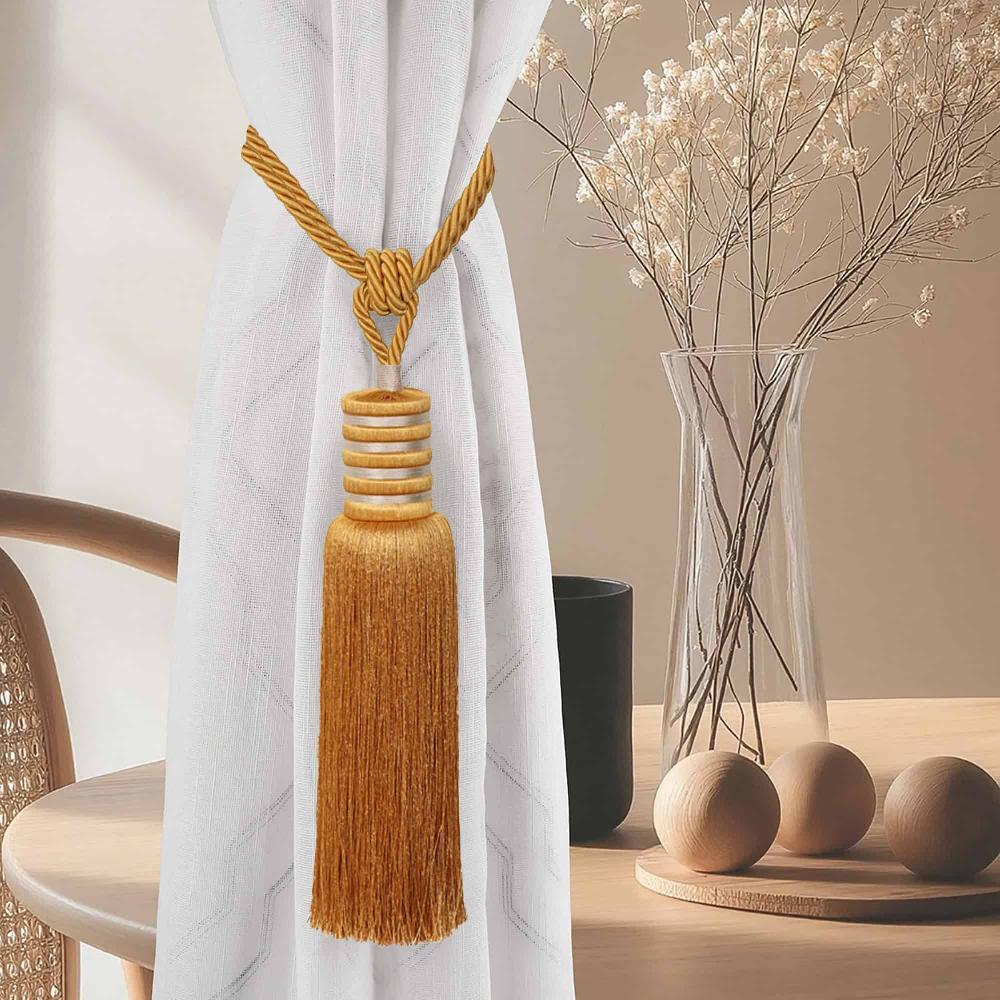evideco Decorative Curtain Tieback With Tassel – Golden Amber Home Accessories Tie Backs & Magnets Textile Tiebacks
