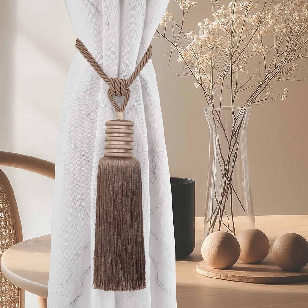 evideco Decorative Curtain Tieback With Tassel – Mocha Brown Home Accessories Tie Backs & Magnets Textile Tiebacks