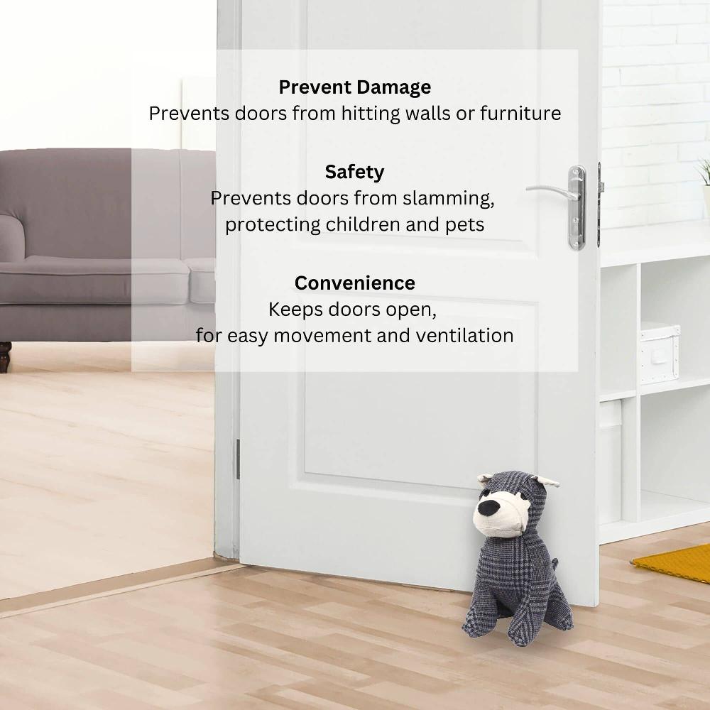 Evideco Decorative Dog Door Stop – 2.3 Lb. Weighted Door Stopper For Living Room Bedroom Or Office – Adorable Puppy Design Home Accessories Door Stops