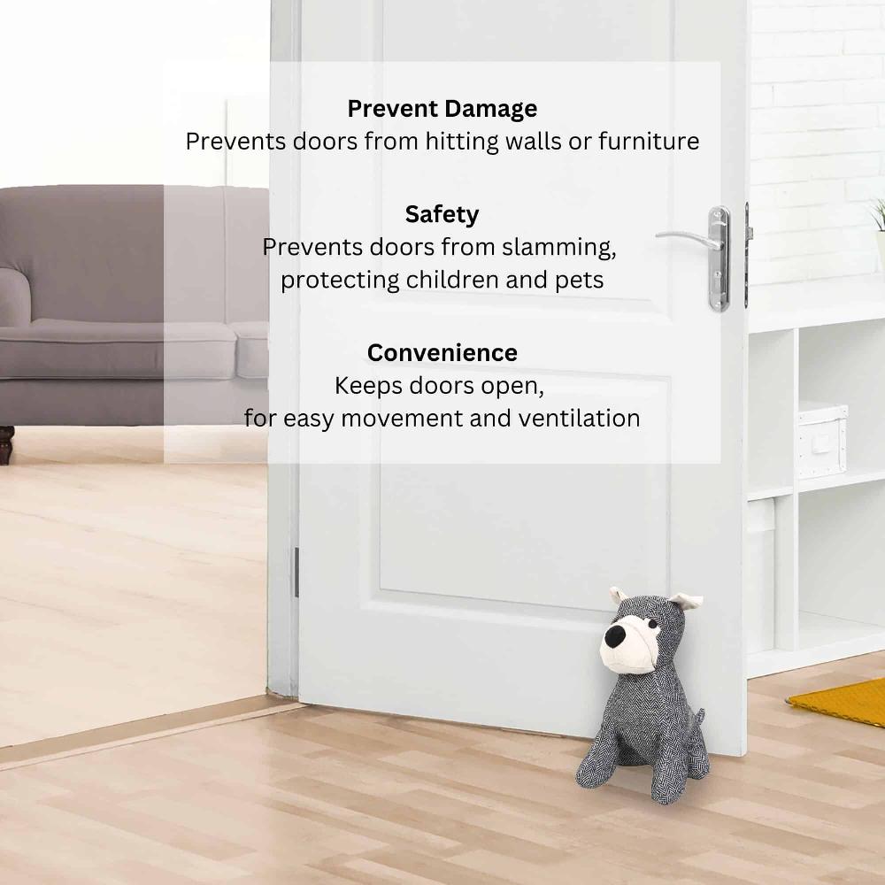 Evideco Decorative Dog Door Stop – 2.3 Lb. Weighted Door Stopper For Living Room Bedroom Or Office – Adorable Puppy Design Home Accessories Door Stops