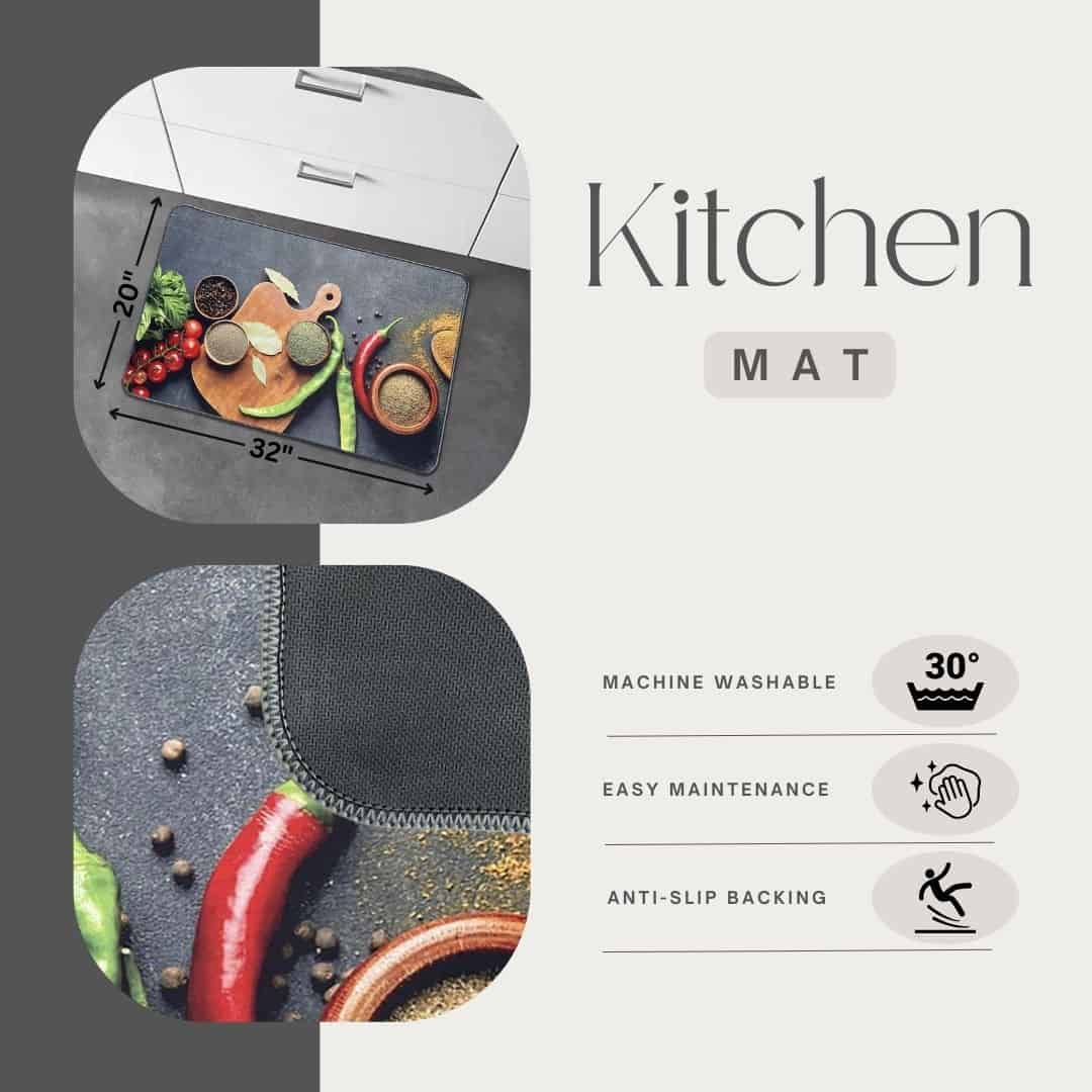 Evideco Decorative Kitchen Floor Mat With Fresh Herbs And Spices Design 20 X 32 Inches Home Accessories Kitchen Mats