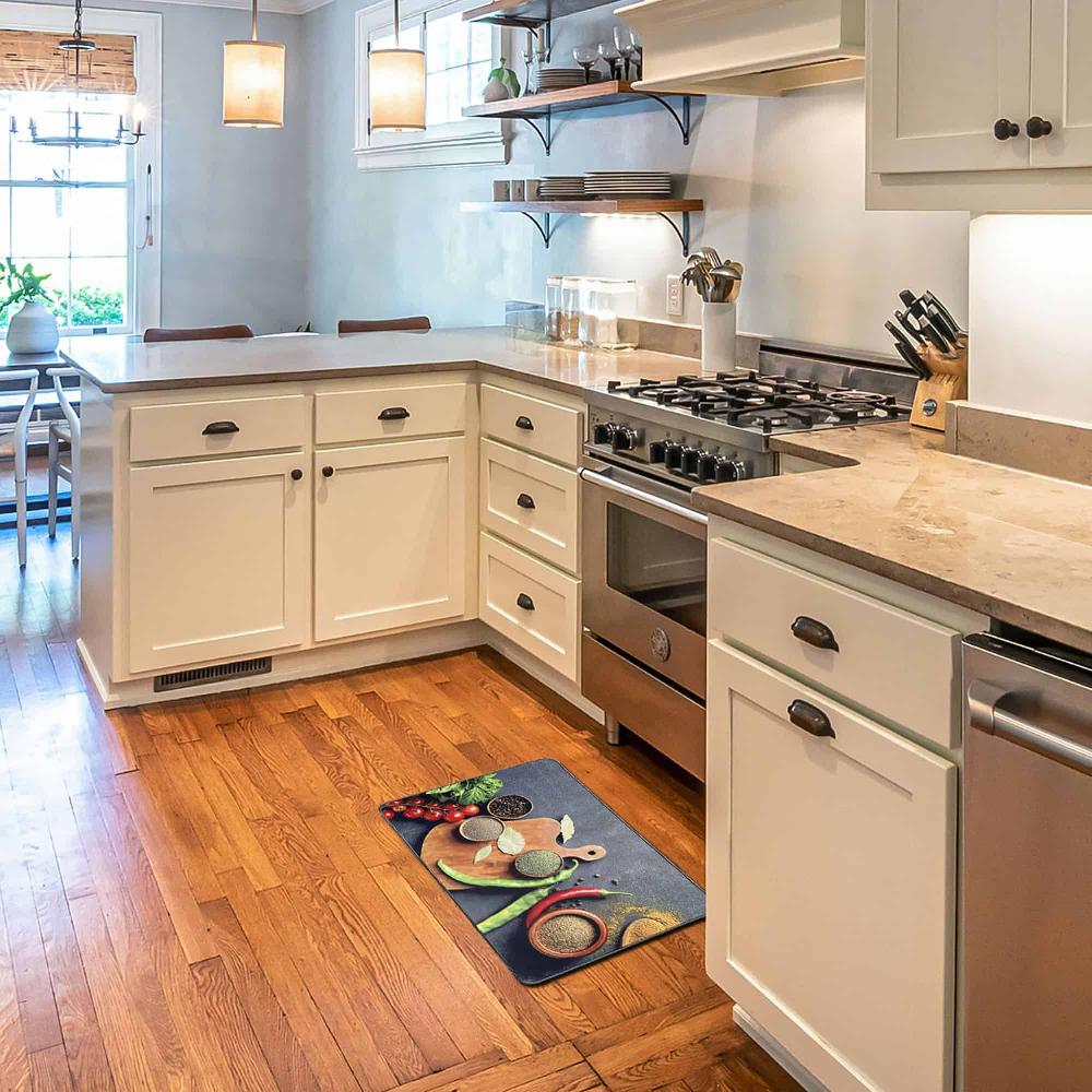 Evideco Decorative Kitchen Floor Mat With Fresh Herbs And Spices Design 20 X 32 Inches Home Accessories Kitchen Mats