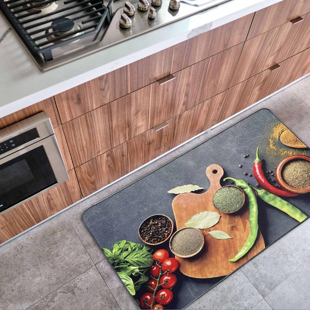 Evideco Decorative Kitchen Floor Mat With Fresh Herbs And Spices Design 20 X 32 Inches Home Accessories Kitchen Mats