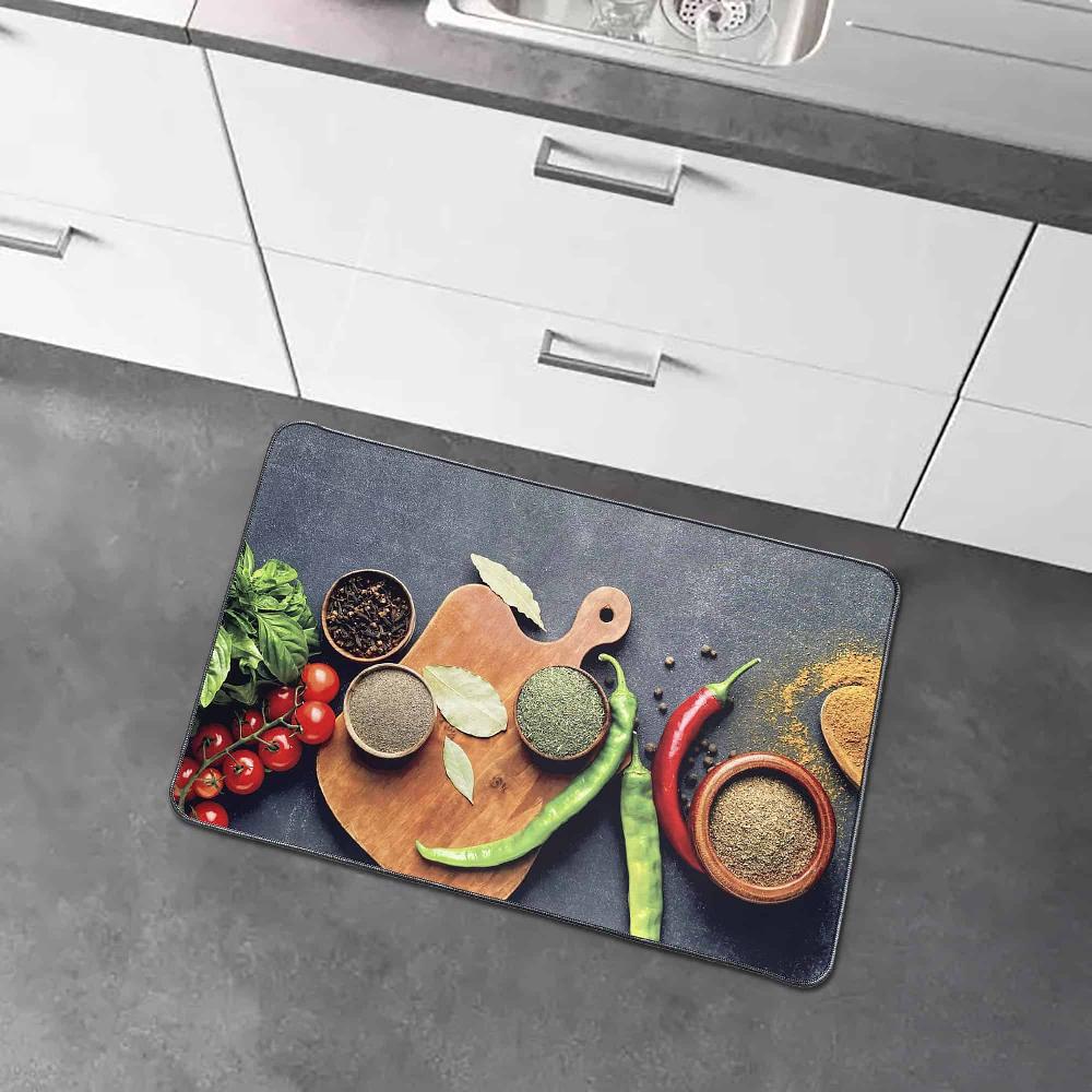 Evideco Decorative Kitchen Mat And Runner Rug Set With Fresh Herbs And Spices Design 20 X 32 And 20 X 48 Inches Home Accessories Kitchen Mats