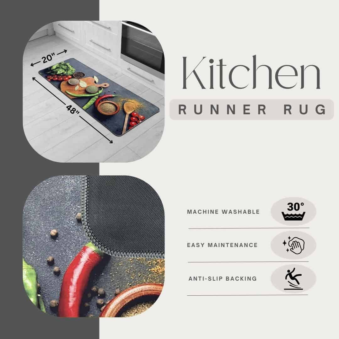 Evideco Decorative Kitchen Runner Rug With Fresh Herbs And Spices Design 20 X 48 Inches Home Accessories Kitchen Mats