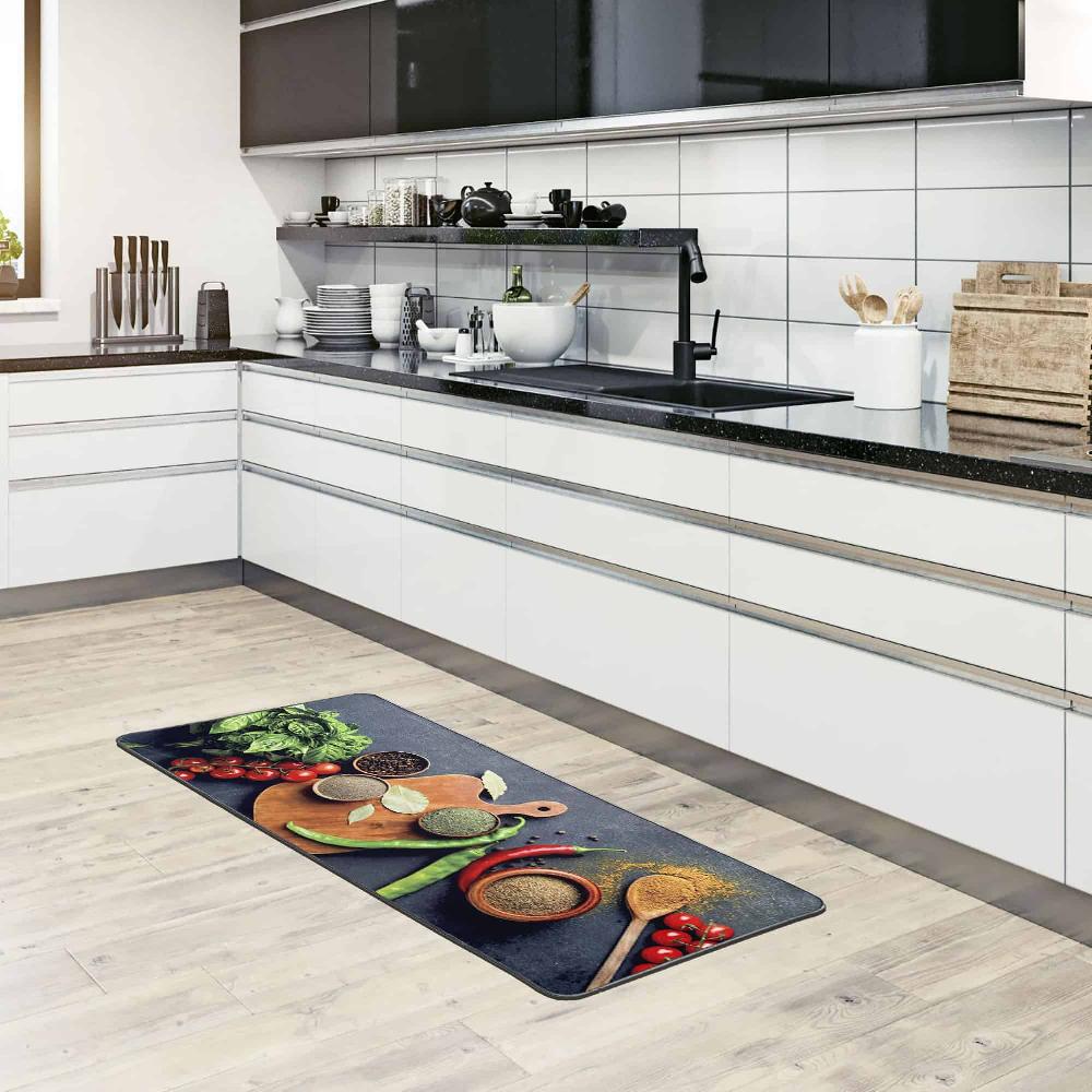 Evideco Decorative Kitchen Runner Rug With Fresh Herbs And Spices Design 20 X 48 Inches Home Accessories Kitchen Mats