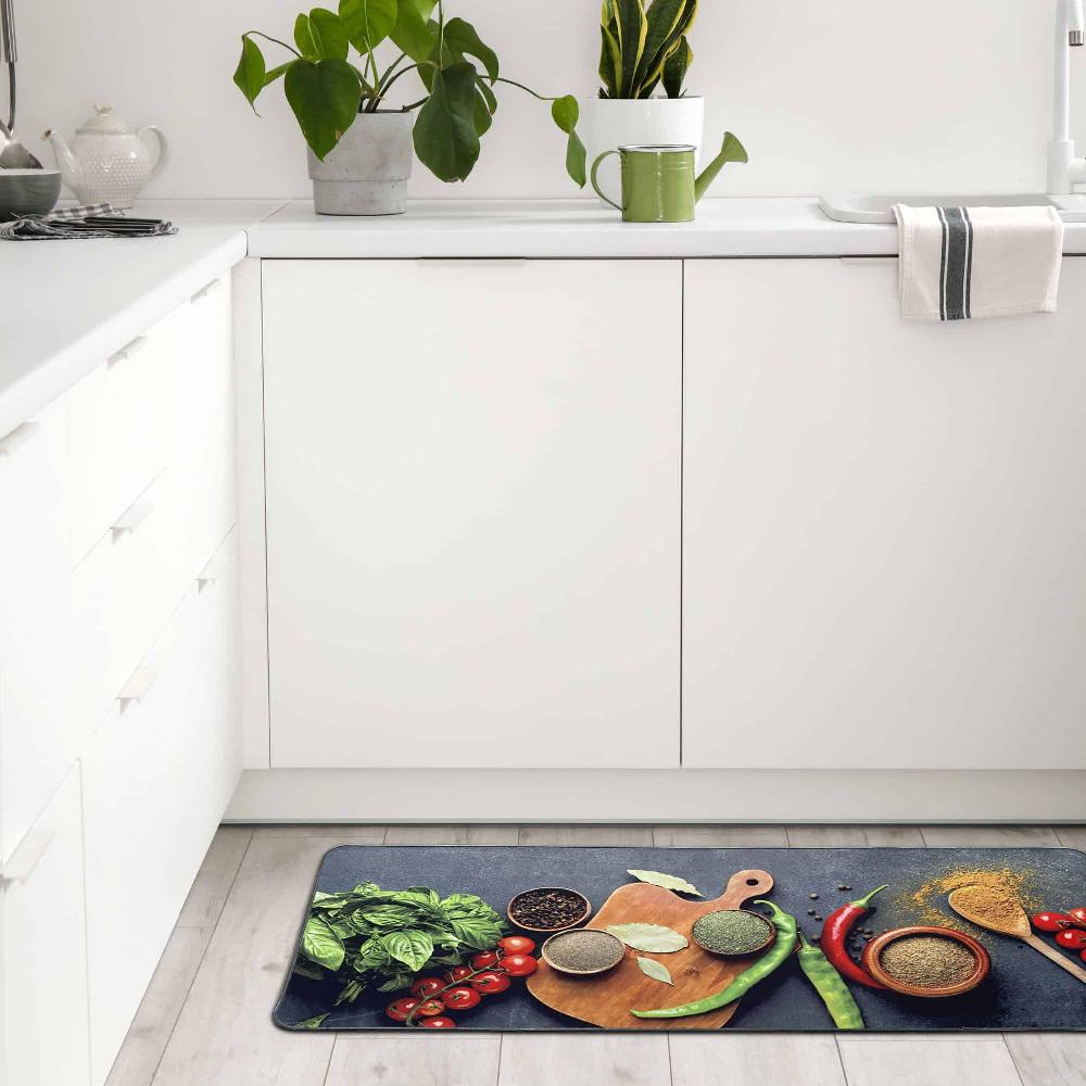Evideco Decorative Kitchen Runner Rug With Fresh Herbs And Spices Design 20 X 48 Inches Home Accessories Kitchen Mats