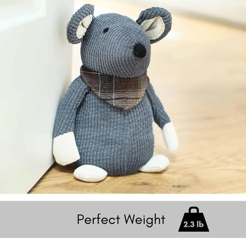 evideco Decorative Mouse Door Stopper – Weighted Animal Doorstop 2.3 lb. Functional and Cute Gray Corduroy Fabric Home Accessories Door Stops