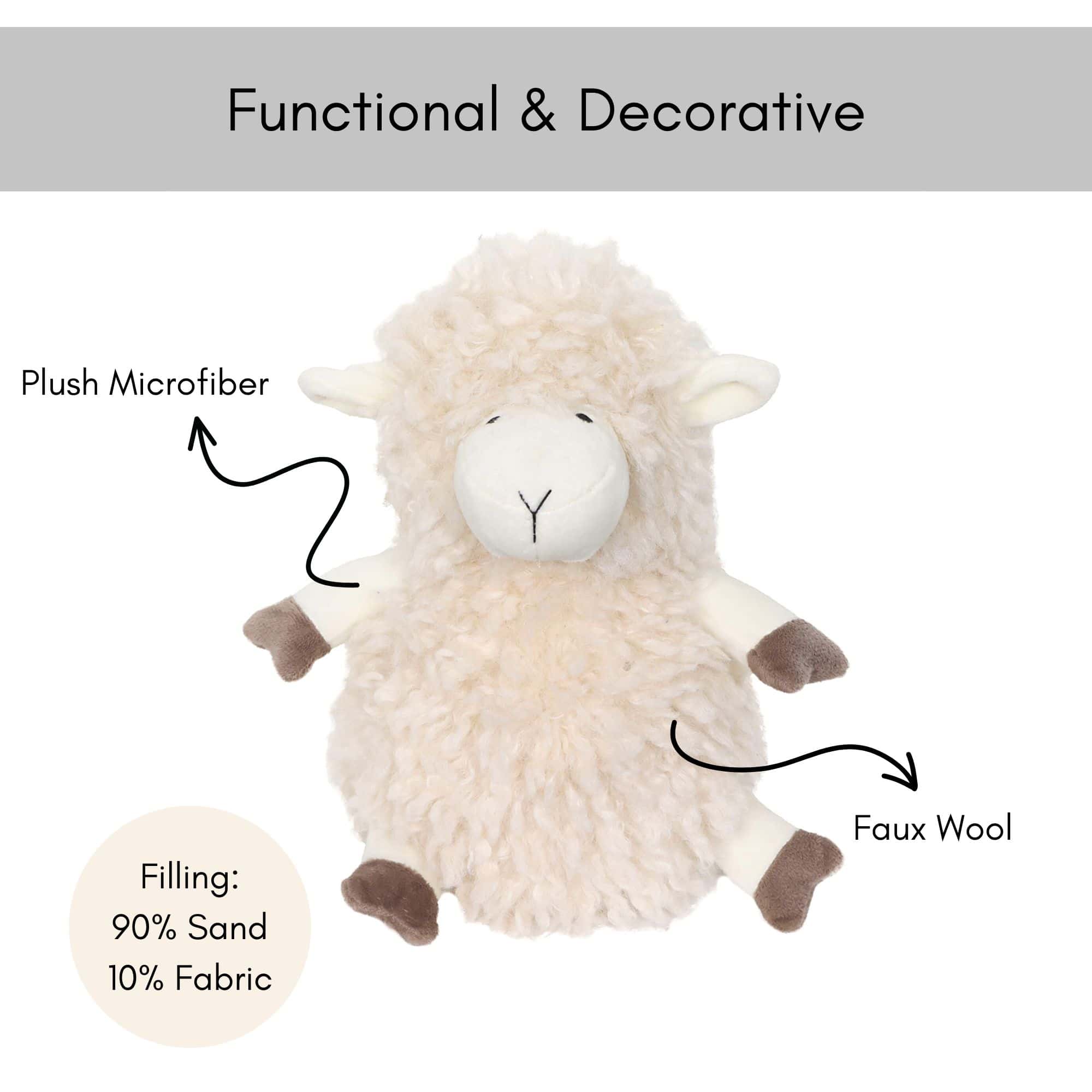 Evideco Decorative Sheep Door Stopper 2.3 Lb Weighted Ecru Home Accessories Door Stops