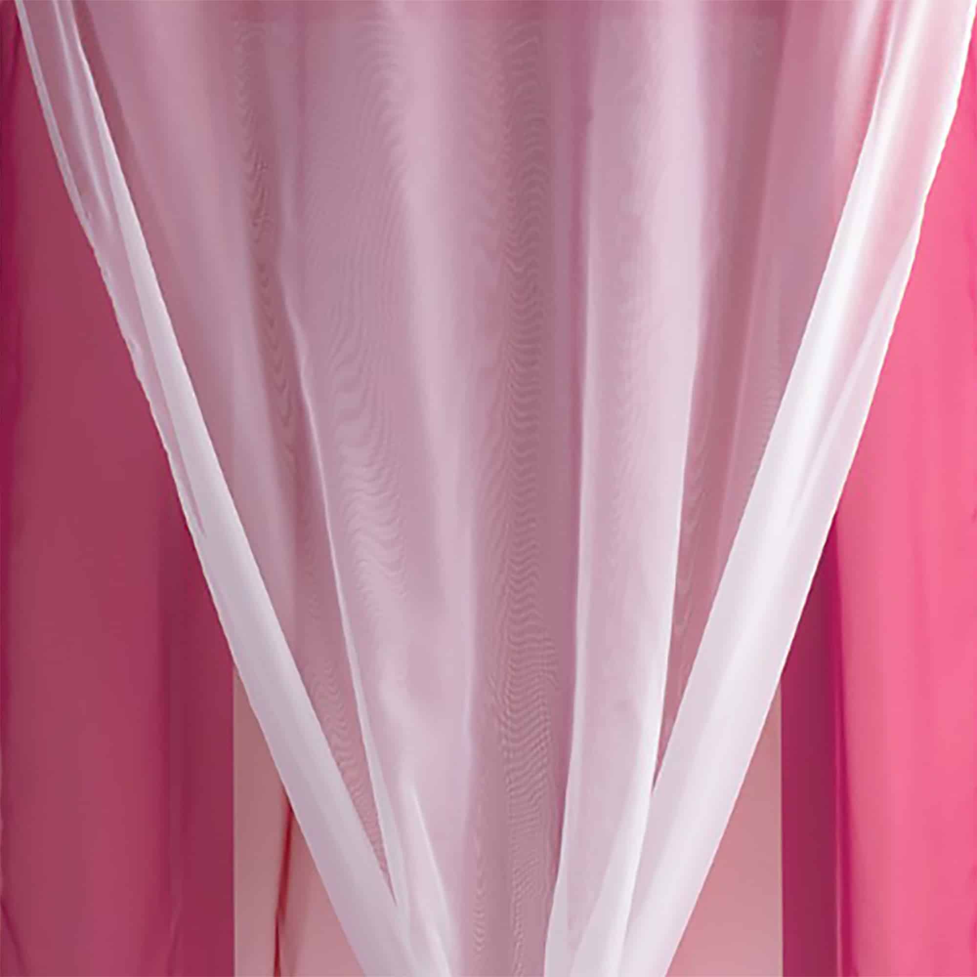 Evideco Double Layer Sheer Curtain Panel – Fuchsia And White Elegant Drape For Living Room And Bedroom 95×55 Inches Home Accessories Window Curtains