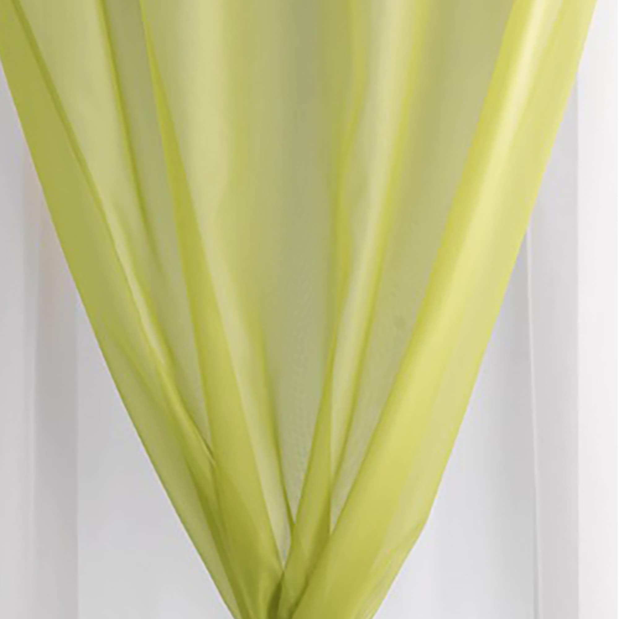 Evideco Double Layer Sheer Voile Curtain Panel – Fresh Lime Green And White Light-Filtering Drapes 95×55 Inches Home Accessories Window Curtains