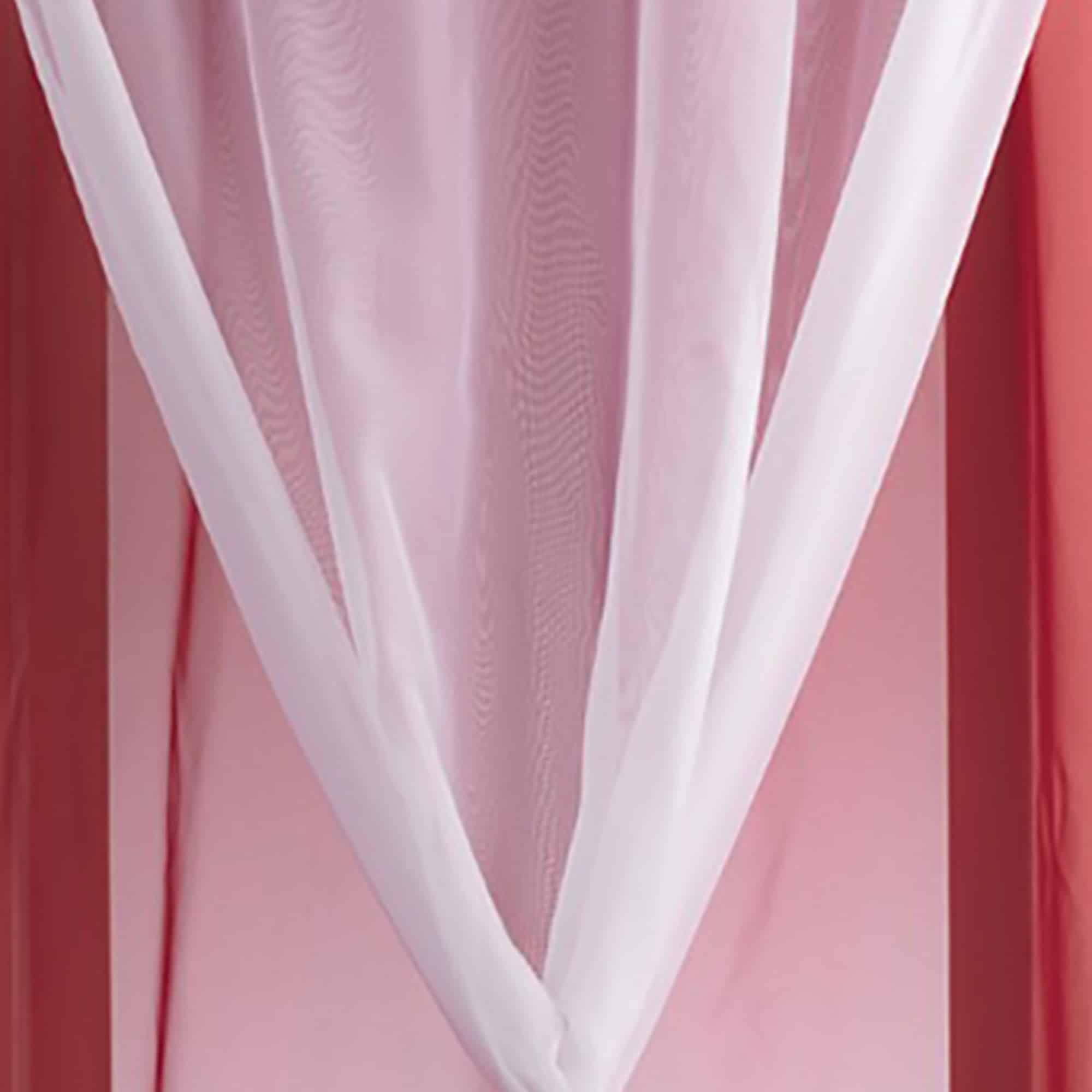 Evideco Double Layer Window Curtain Drape Elegant Sheer Curtain Two-Tone Red And White – 95×55 Inches Home Accessories Window Curtains