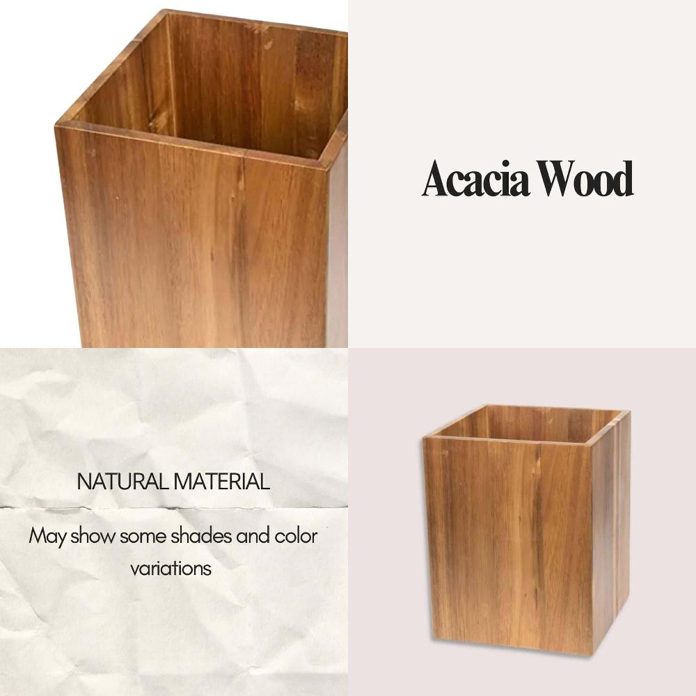 Evideco Elegant Acacia 2-Gallon Square Bin – Sleek For Bathroom/Bedroom Sturdy & Easy-Clean Toilet Seats & Accessories Toilet Wastebaskets Design & Solid