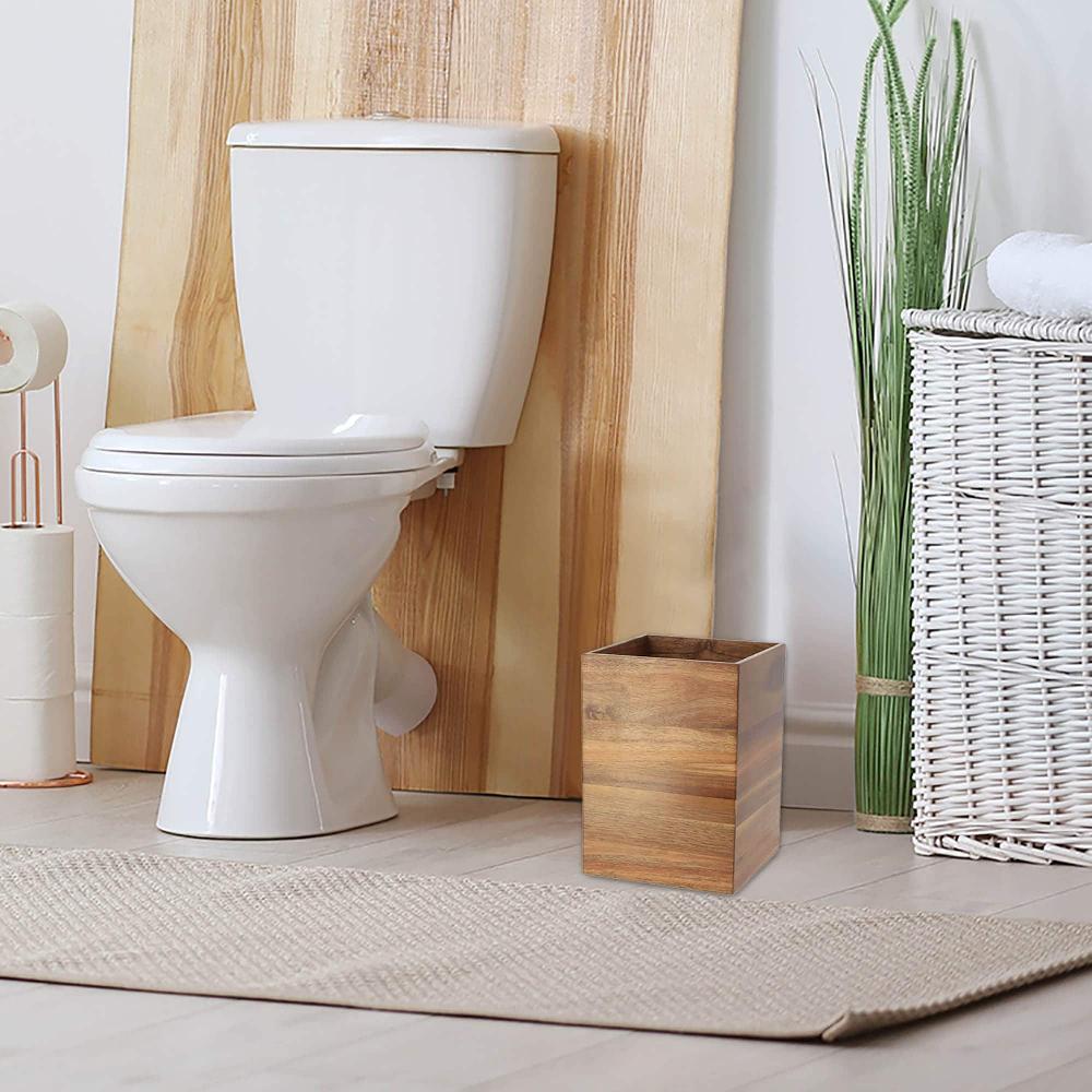evideco Elegant Acacia 2-Gallon Square Bin – Sleek for Bathroom/Bedroom Sturdy & Easy-Clean Toilet Seats & Accessories Toilet Wastebaskets Design & Solid