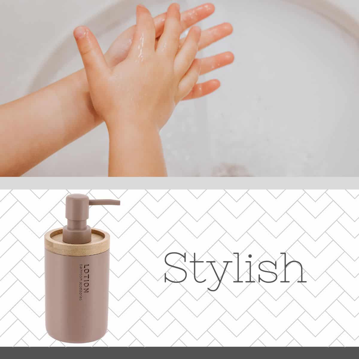 Evideco Elegant Cappuccino Soap Dispenser – Polyresin And Bamboo Design Refillable Liquid Pump Bathroom Accessories Soap & Lotion Dispensers