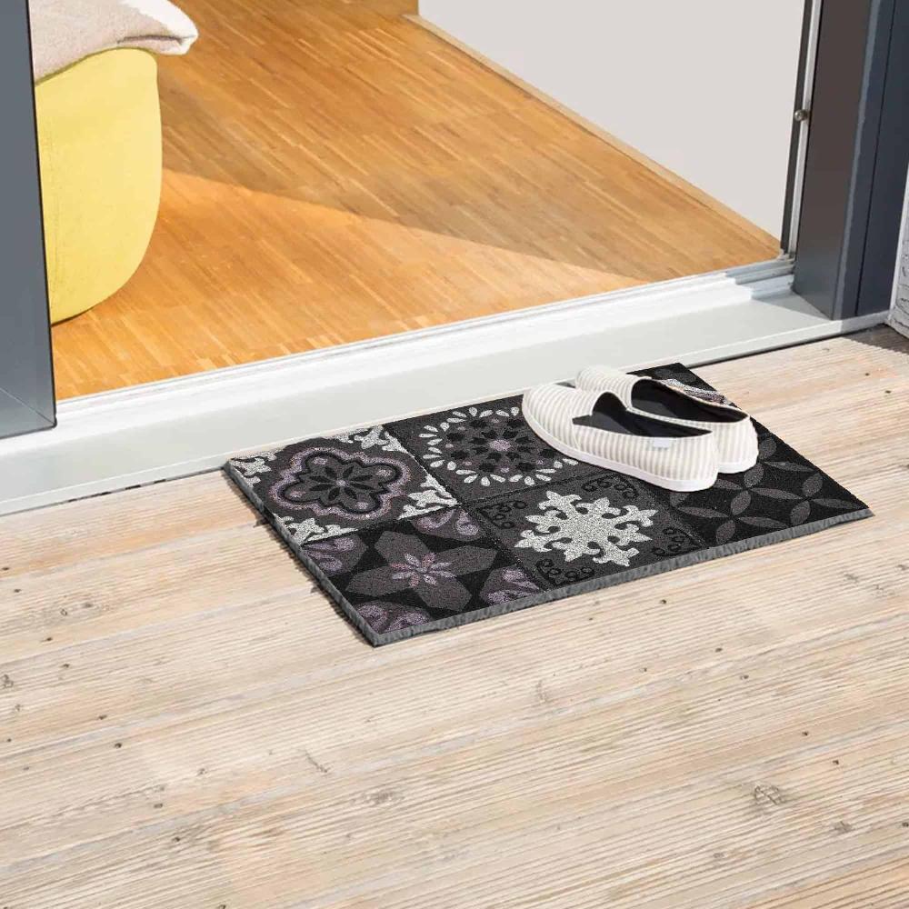 Evideco Elegant Coconut Door Mat With Cement Tile Design – 24×16 Inches In Sophisticated Gray Hue – Instantly Elevate Your Home’s Curb Appeal Home Accessories Door Mats