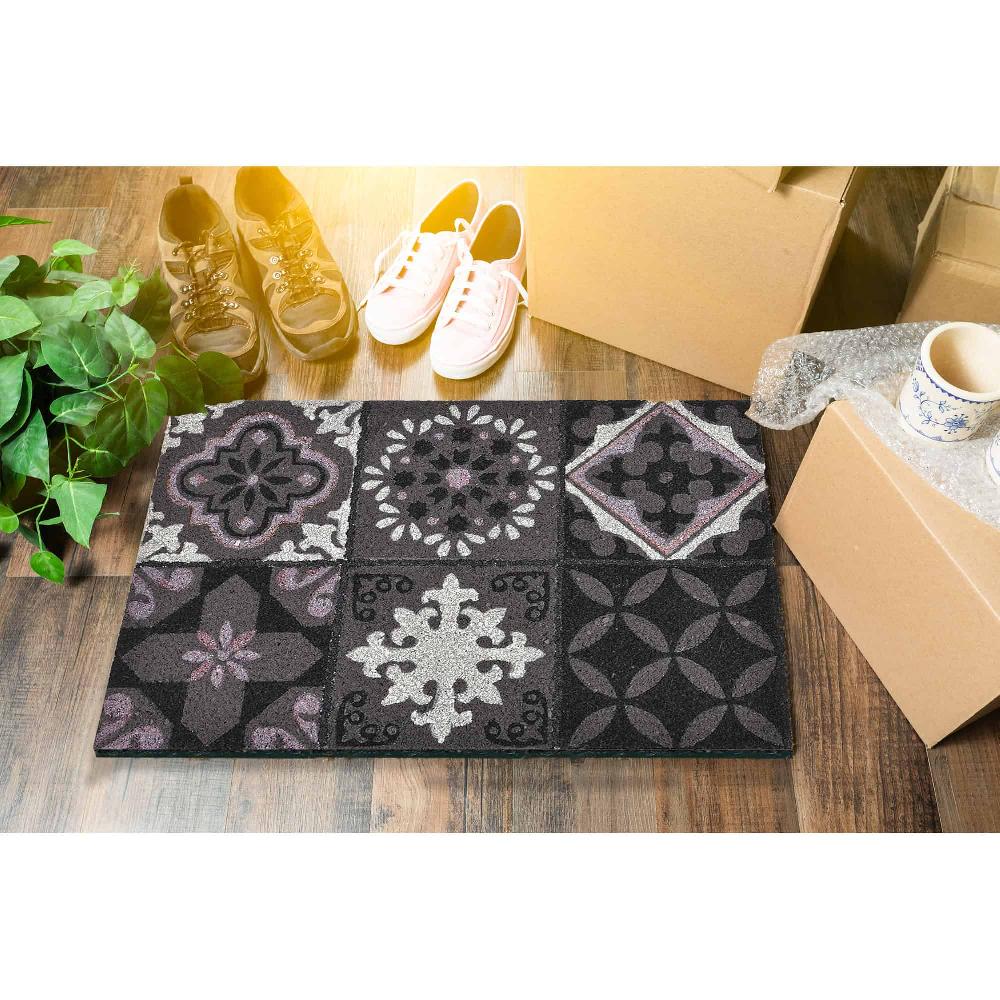 Evideco Elegant Coconut Door Mat With Cement Tile Design – 24×16 Inches In Sophisticated Gray Hue – Instantly Elevate Your Home’s Curb Appeal Home Accessories Door Mats