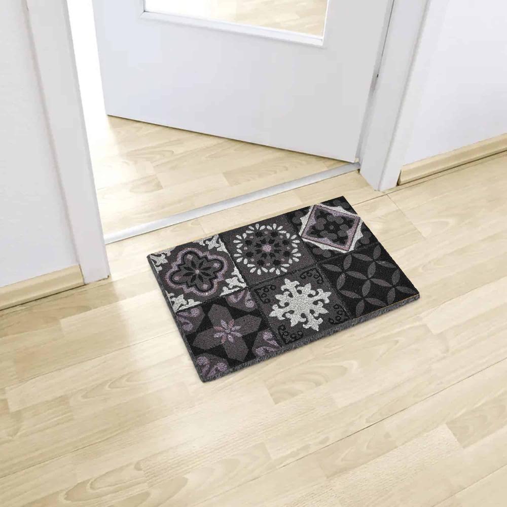 evideco Elegant Coconut Door Mat with Cement Tile Design – 24×16 Inches in Sophisticated Gray Hue – Instantly Elevate Your Home’s Curb Appeal Home Accessories Door Mats